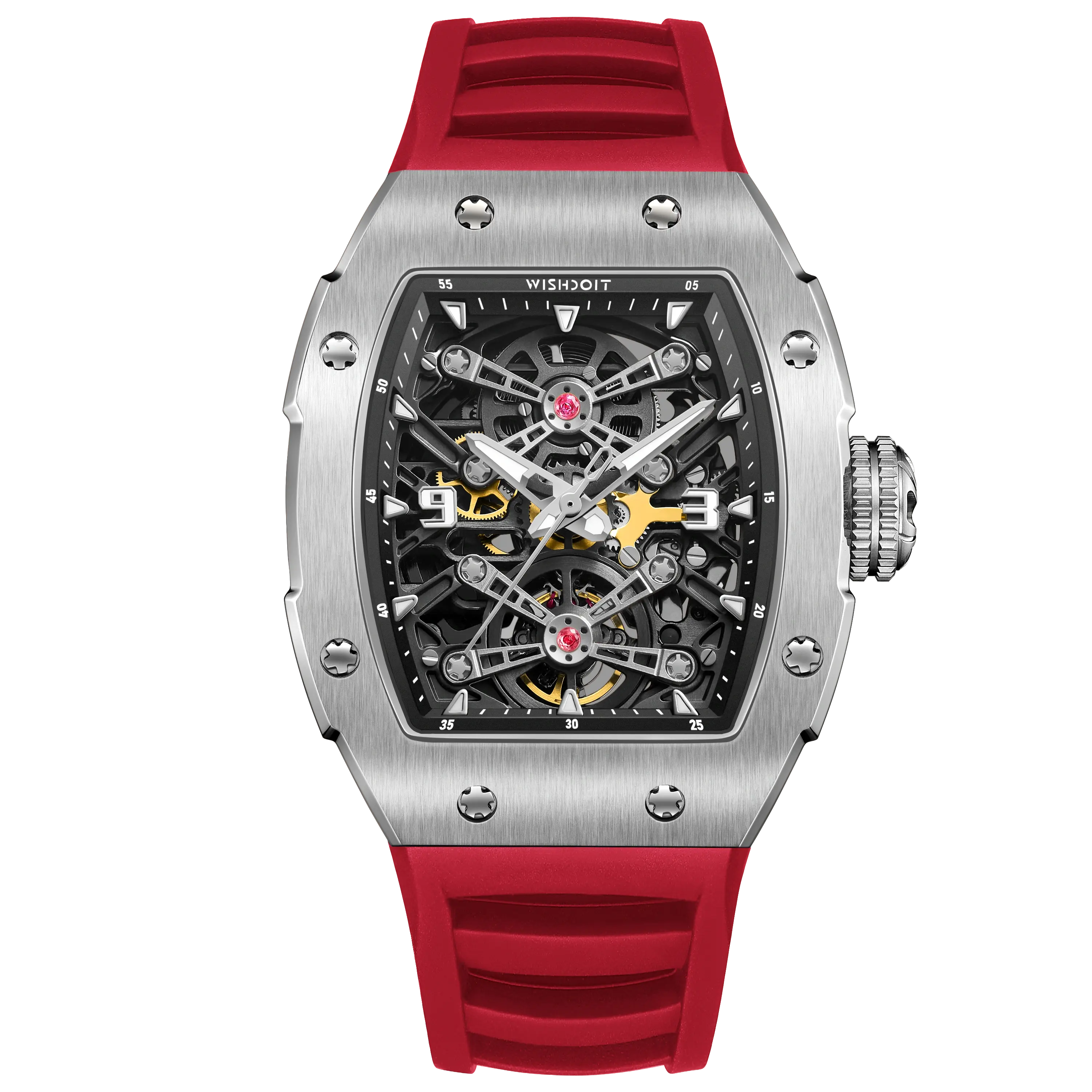 Silvery Watch-Red Strap