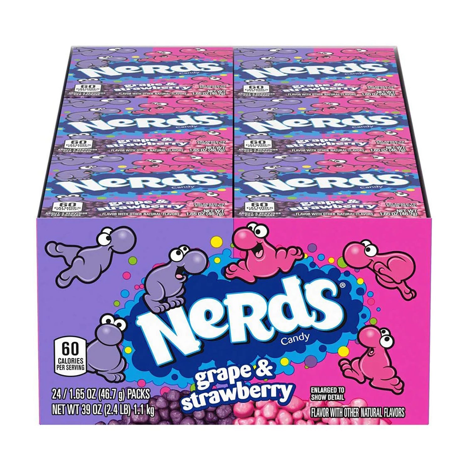 Ferrara Nerds Grape & Strawberry Candy - 1.65oz (36 Count Bulk Box) - Perfect for Halloween, Party Favors & Office Snacks