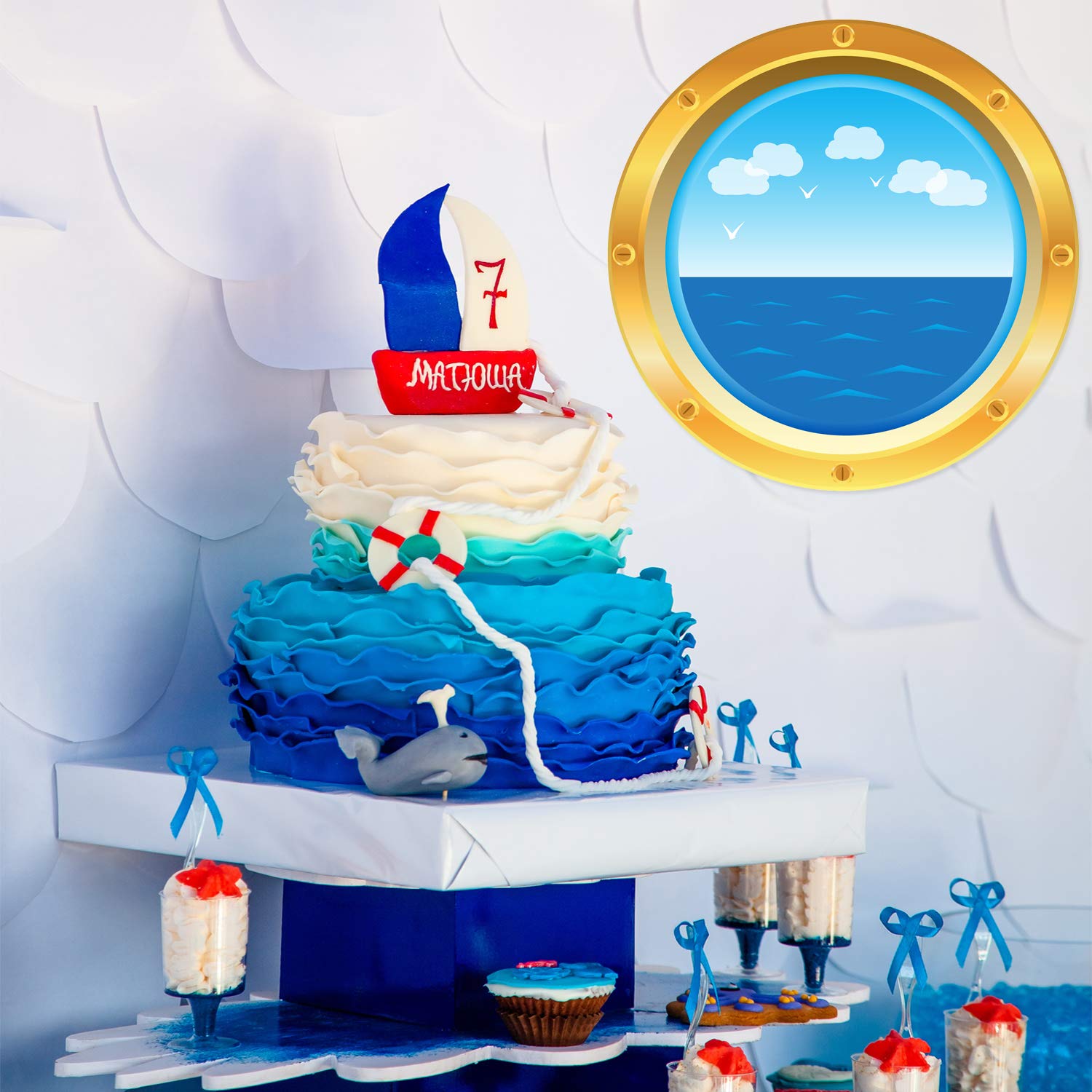 Outus Cruise Ship Porthole Stickers - Nautical Wall & Window Decals for Cruise Themed Parties, Birthday Decor, Carnival & Room Decorations | Perfect for Cruise Cabin, Kids Bedroom & Nautical Events