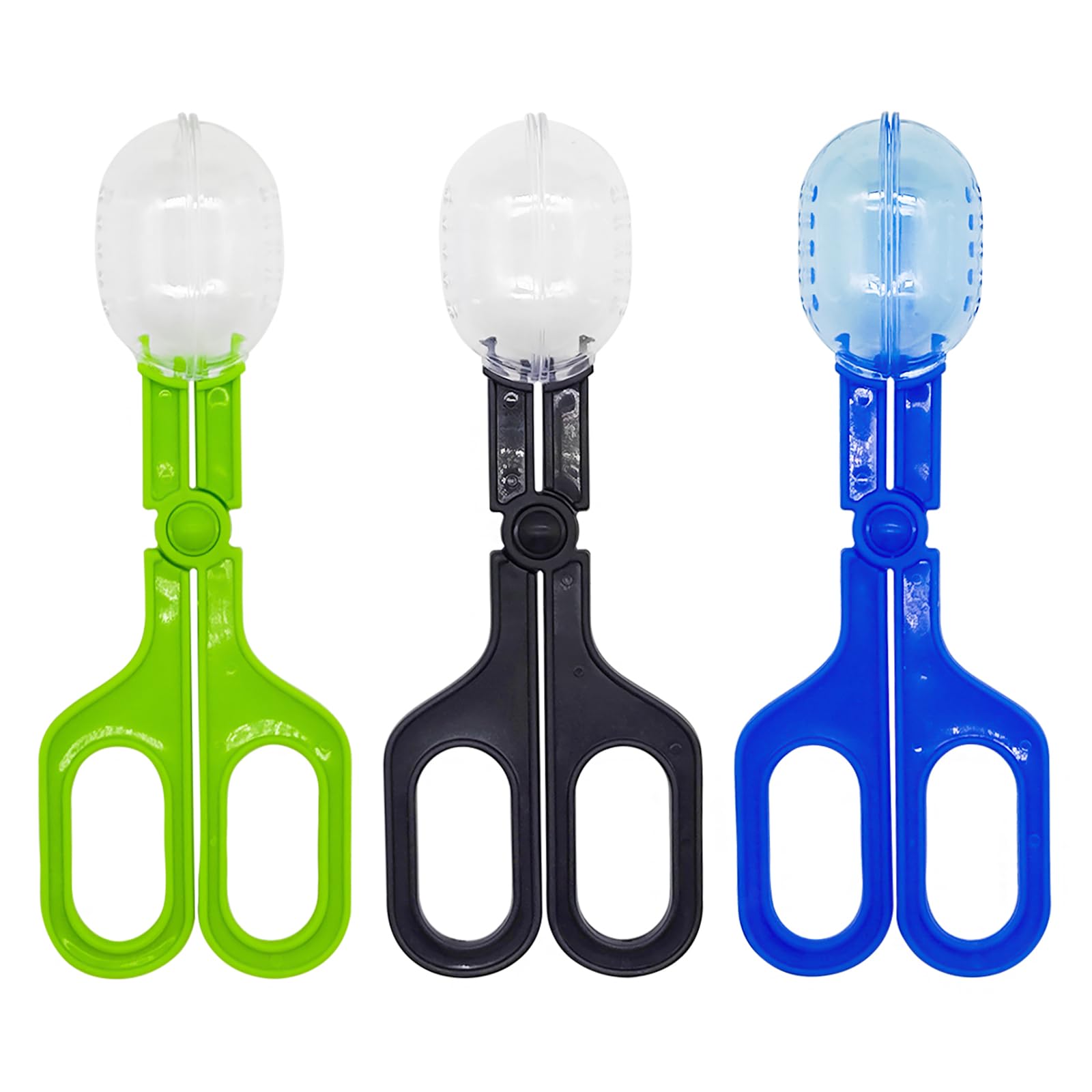 3 Pack Reptile Feeding Clamp & Poop Scoop - Plastic Cleaning Tool for Tortoises, Lizards, Frogs, Spiders & Small Pets | Perfect for Terrarium Maintenance & Easy Feeding