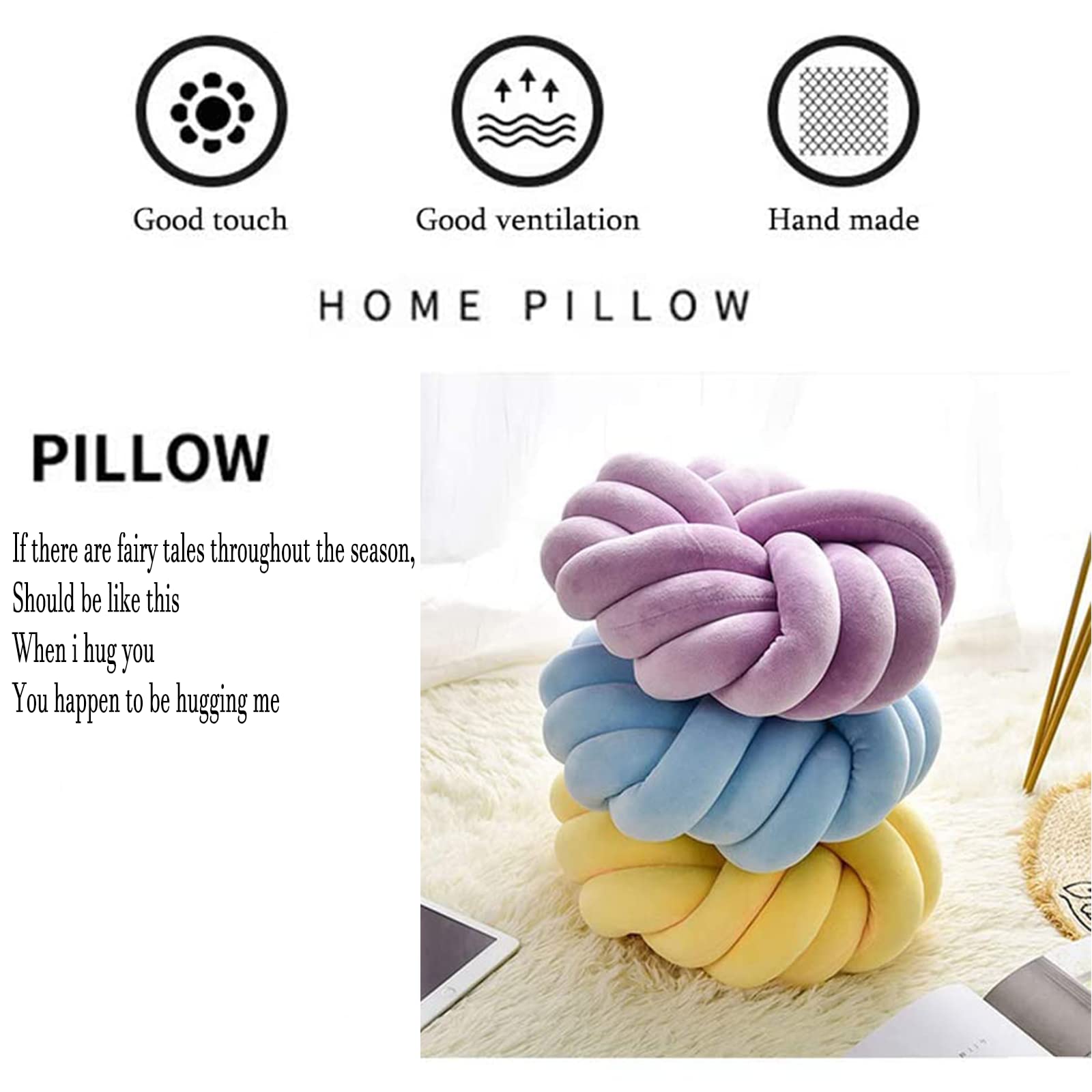 Knot Pillow Ball - Soft Plush Decorative Knot Cushion for Home, Bedroom, Couch, Office & Sofa Decor (Pink, 14 Inches) - Perfect for Cozy Lounging, Reading Nooks & Stylish Interior Design