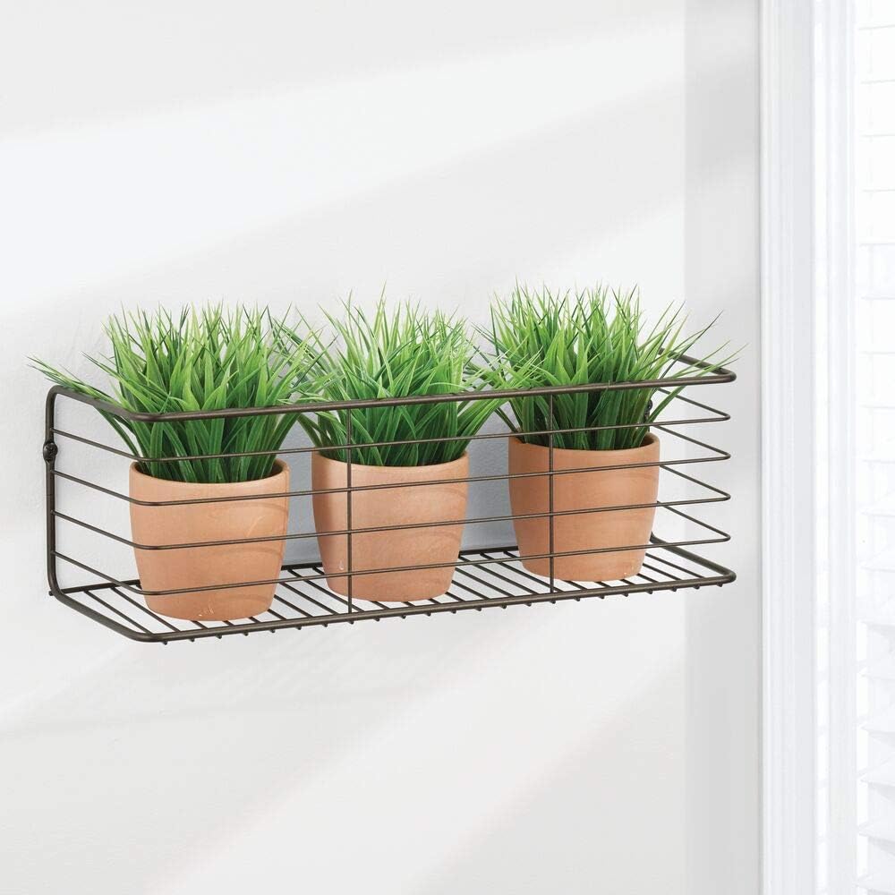 Multipurpose Iron Wall-Mounted Kitchen Shelves Spice Rack - Medium Size 16x5.5x5.5 Inches - Black Spice Holder & Bottle Organizer - Perfect for Kitchen, Bathroom, Garage Storage & Organization