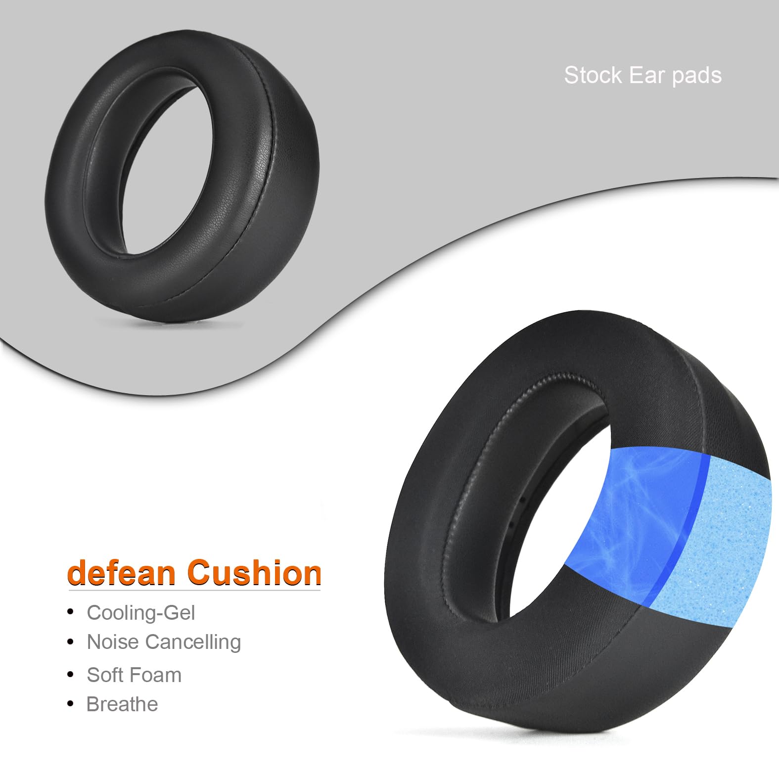Defean Replacement Ear Pads for Sony PS5 Pulse Elite Wireless Headset - Cooling Gel Memory Foam Cushions with Noise Isolation | Gaming Comfort for Long Sessions, Home Entertainment & Travel Use