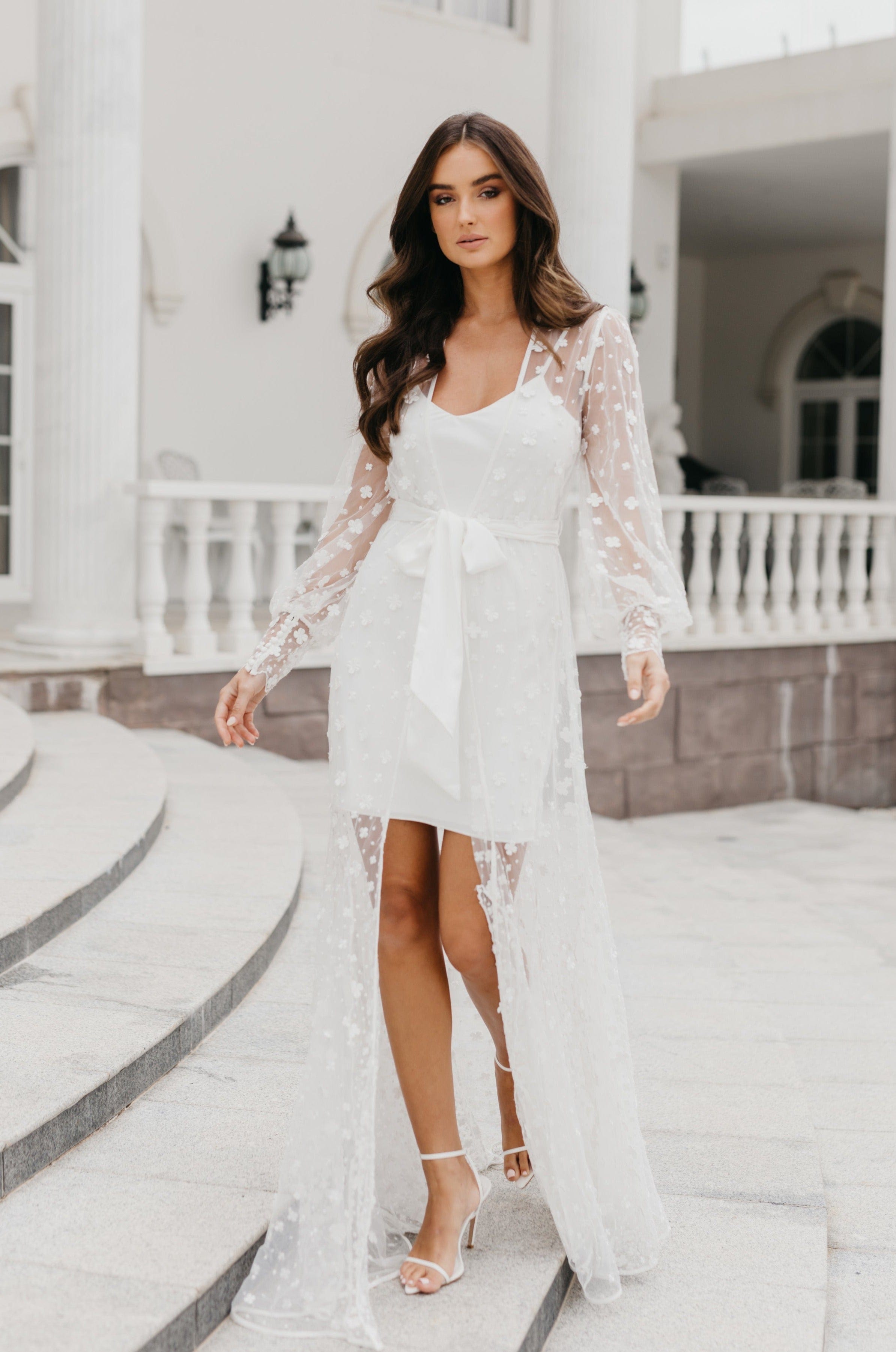 Imogen Forget Me Knot Lace Maxi Dress with Slip - Elegant Floral Lace Long Dress for Weddings, Parties & Special Occasions