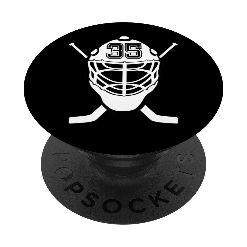 Hockey Player #35 Jersey No 35 Helmet Ice Gadget Gift - Swappable PopGrip for Phones & Tablets - Perfect for Fans, Players, and Ice Hockey Enthusiasts