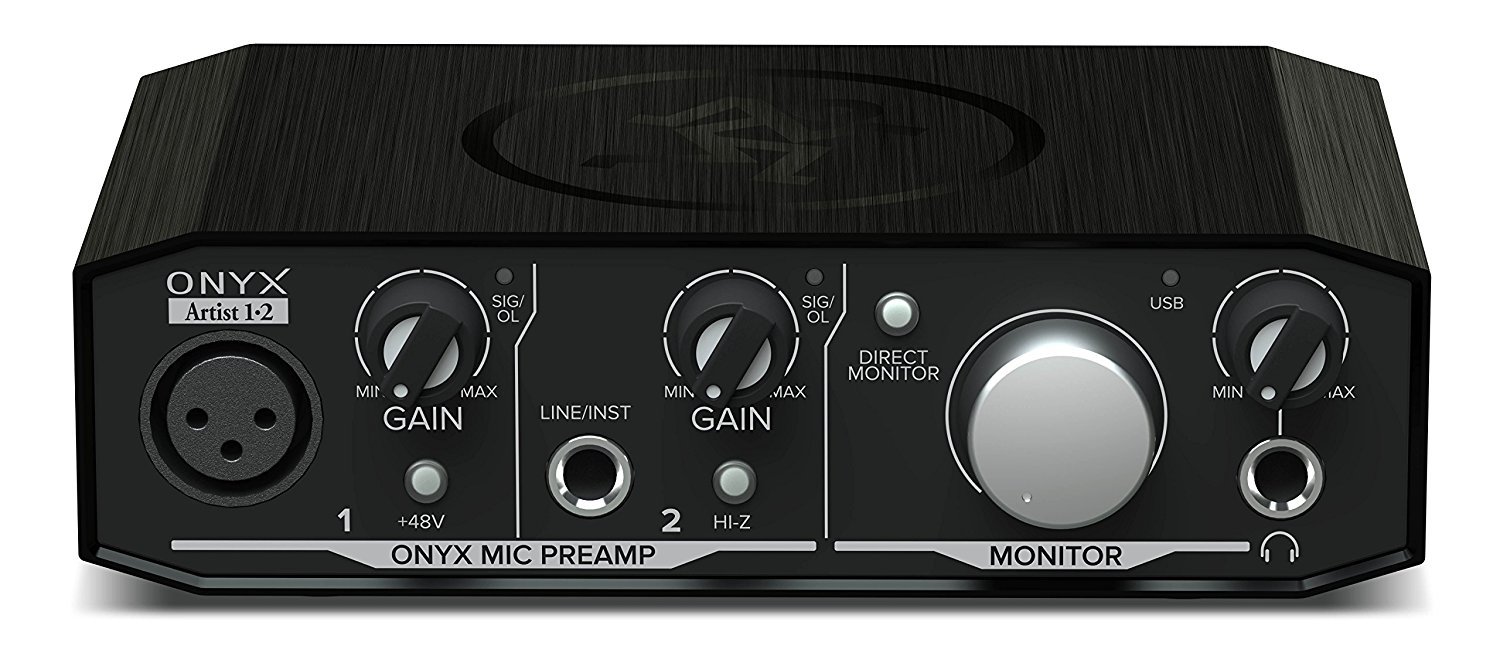 LyxPro Full Size Electric Guitar with 20W Amp - Black | Mackie Onyx Artist 2-2 Audio/MIDI Interface | Pro Tools First & Tracktion Music Production Software Kit | Professional Headphones Included - Perfect for Home Recording, Live Performances & Music Production