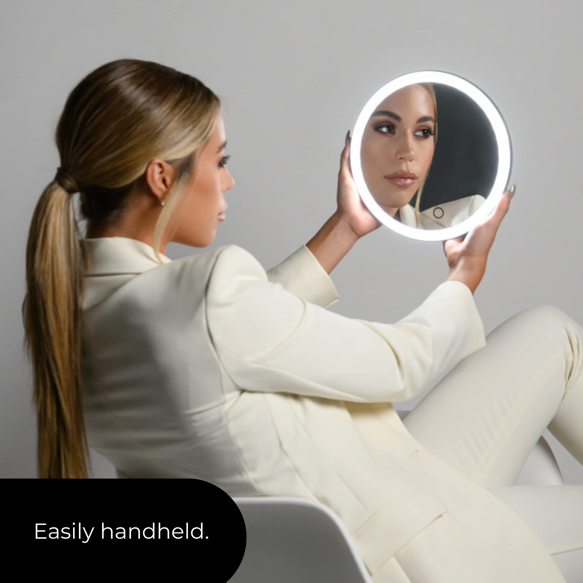 Wireless LED Vanity Mirror with 5X Magnification & Adjustable Brightness - Rechargeable Makeup Mirror for Home & Travel - Perfect for Makeup Application, Skincare Routine & Professional Beauty Use