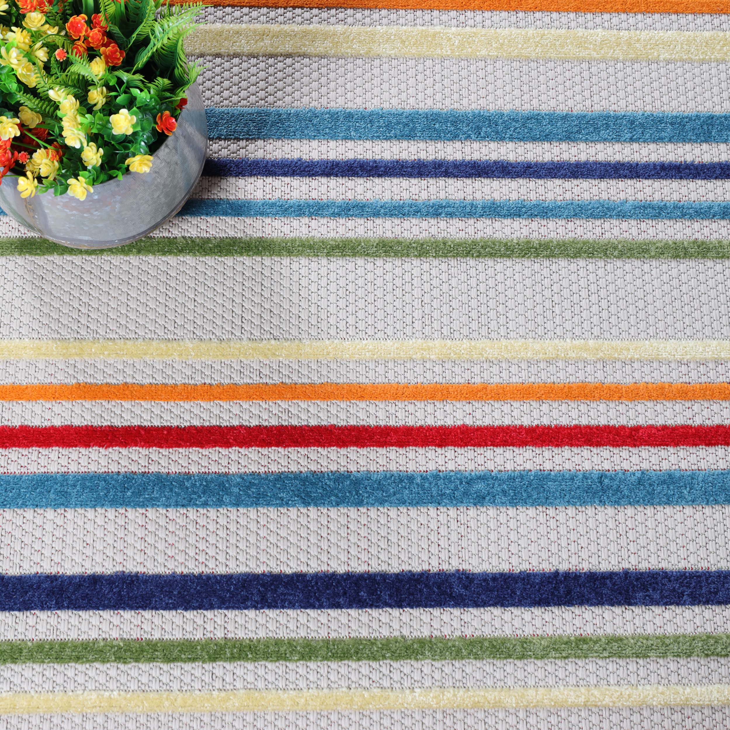 Stylish Eastyn Casual Stripe Geometric Area Rug - Soft Indoor/Outdoor Floor Mat for Living Room, Bedroom, Patio & Deck Decor