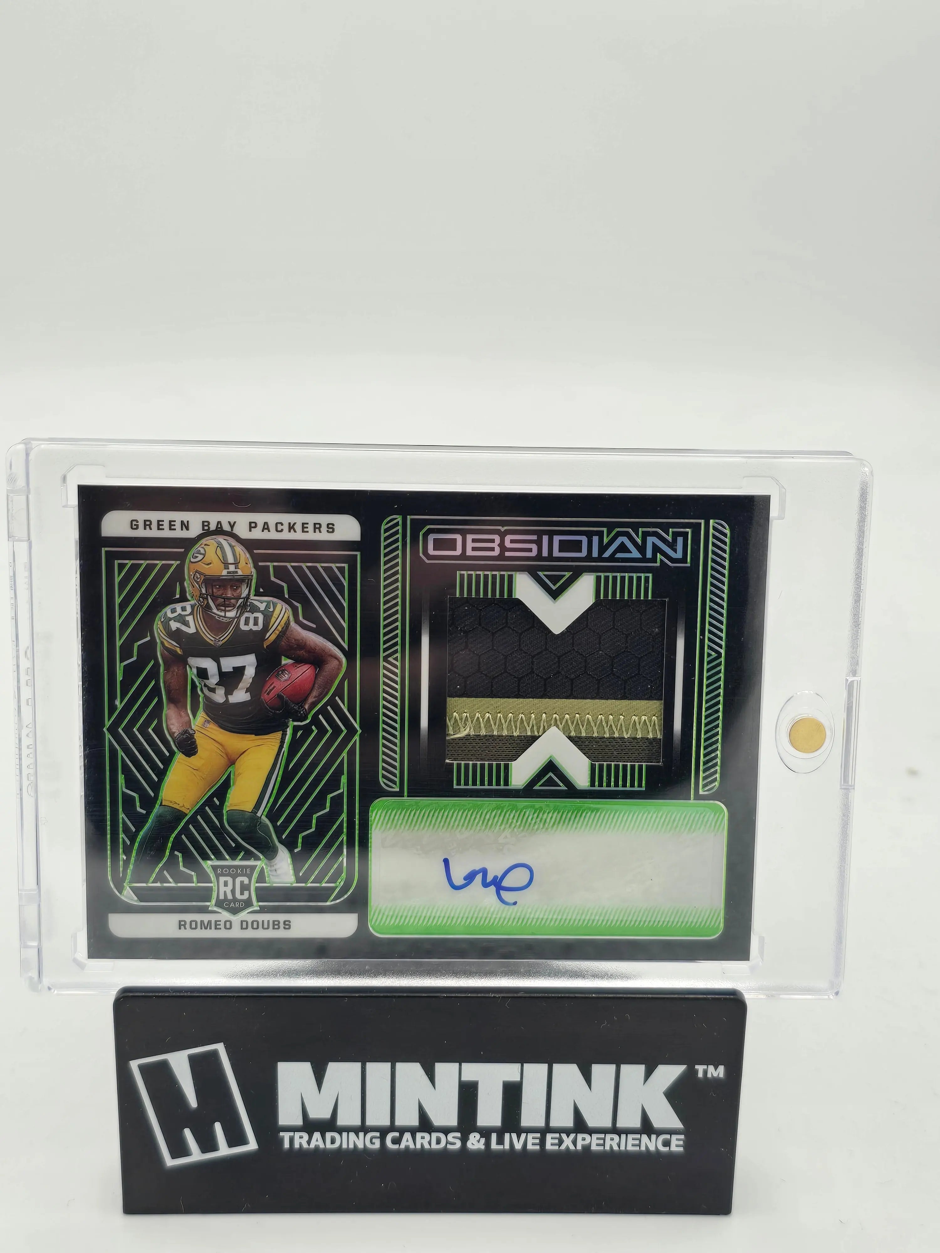 2022 Panini Obsidian Football Romeo Doubs Rookie Patch Auto Green Electric Etch /50 - Rare Collectible for NFL Fans & Sports Memorabilia Collectors - Perfect for Display, Investment, and Fantasy Football Enthusiasts