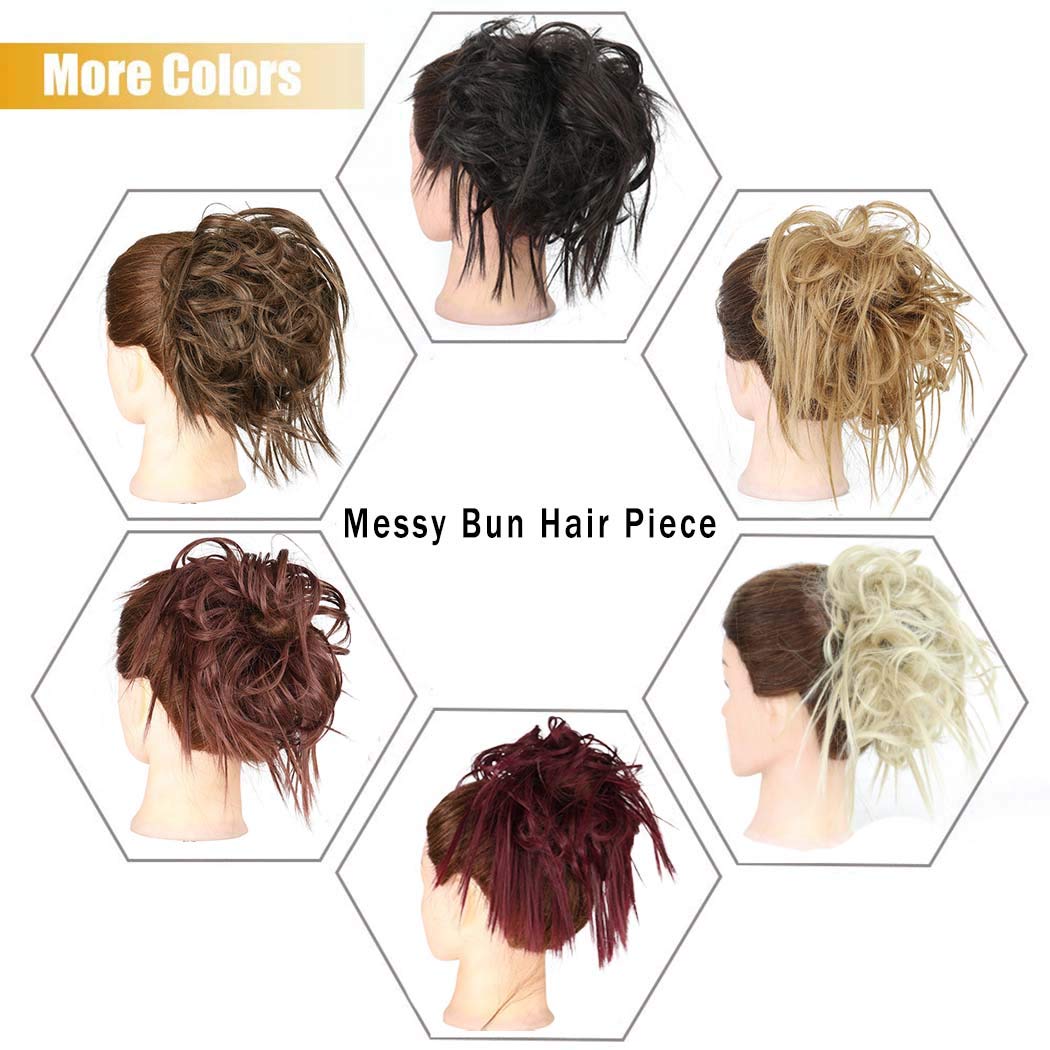 Gangel Synthetic Hair Bun Extensions - Curly Wavy Ponytail Hairpiece with Elastic Scrunchie for Half Updo Hairstyles | Women & Girls Wig | Brown Black (4#) | Perfect for Parties, Weddings & Daily Styling
