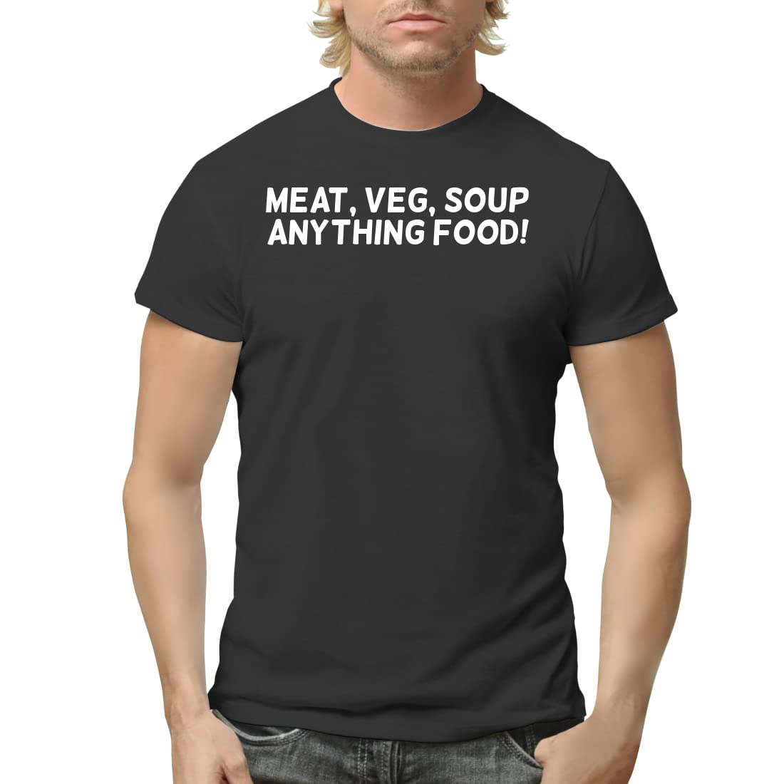 Men's Funny Food Lover Short Sleeve T-Shirt - Meat Vegetable Soup Design - Casual Wear for Cooking BBQ Parties & Grocery Shopping