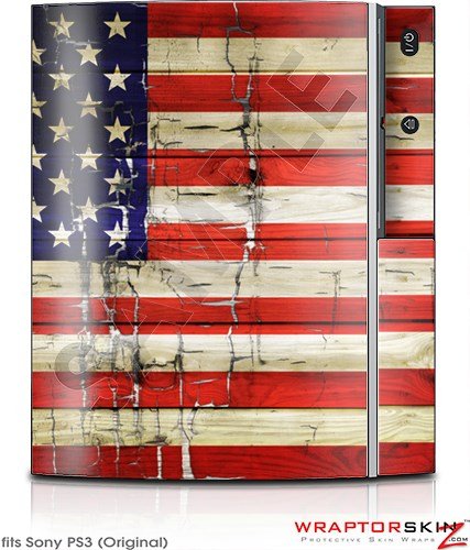 Sony PS3 Custom Skin - Vintage Faded & Cracked American Flag Design - Perfect for Gaming Enthusiasts & Patriotic Decor