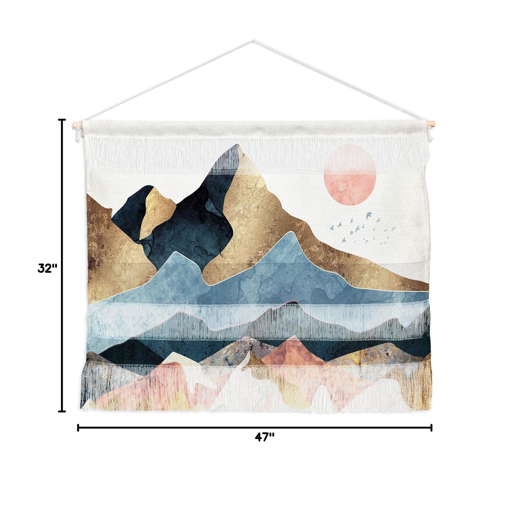 SpaceFrogDesigns Golden Peaks Fiber Wall Tapestry - 47x32 Inch Boho Home Decor, Nature Inspired Wall Hanging for Living Room, Bedroom & Dorm