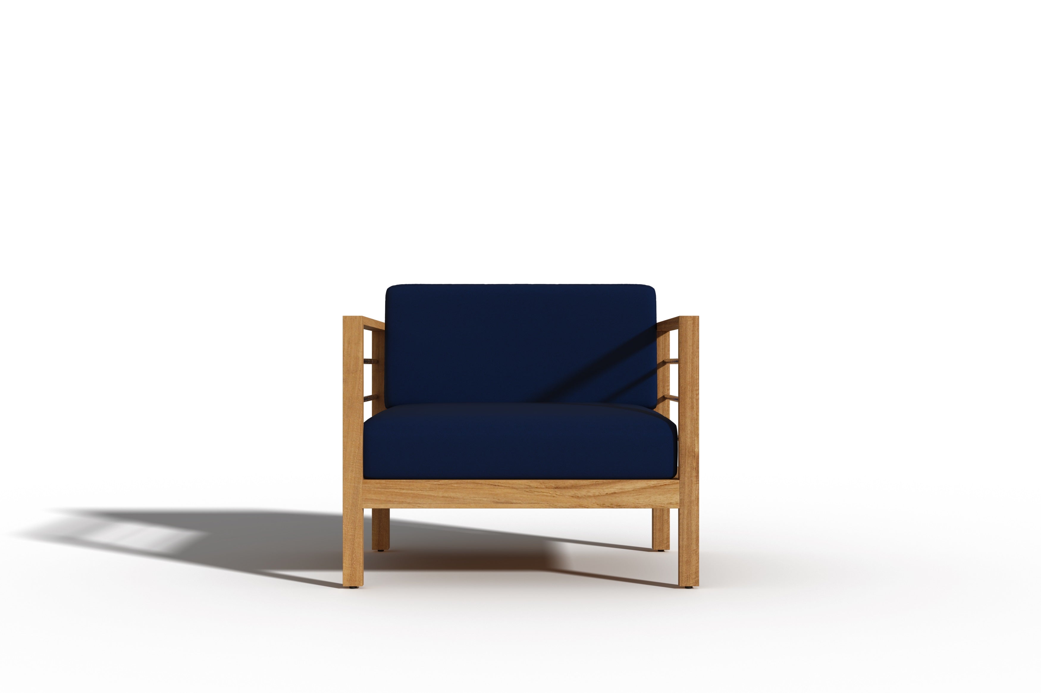 Premium 4-Piece Teak Outdoor Patio Deep Seating Set with Sunbrella Navy Cushions - Perfect for Backyard, Garden, Poolside & Patio Relaxation