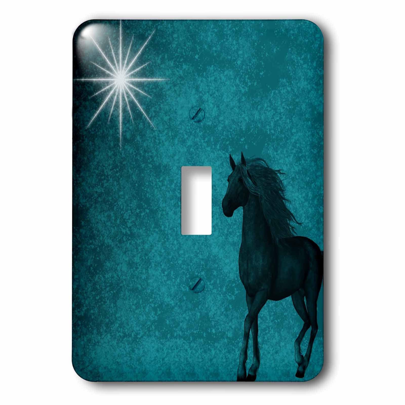 3D Rose Beautiful Horse Aqua Grunge Sky Light Switch Cover - Decorative Wall Plate for Bedroom, Living Room, Office & Home Decor