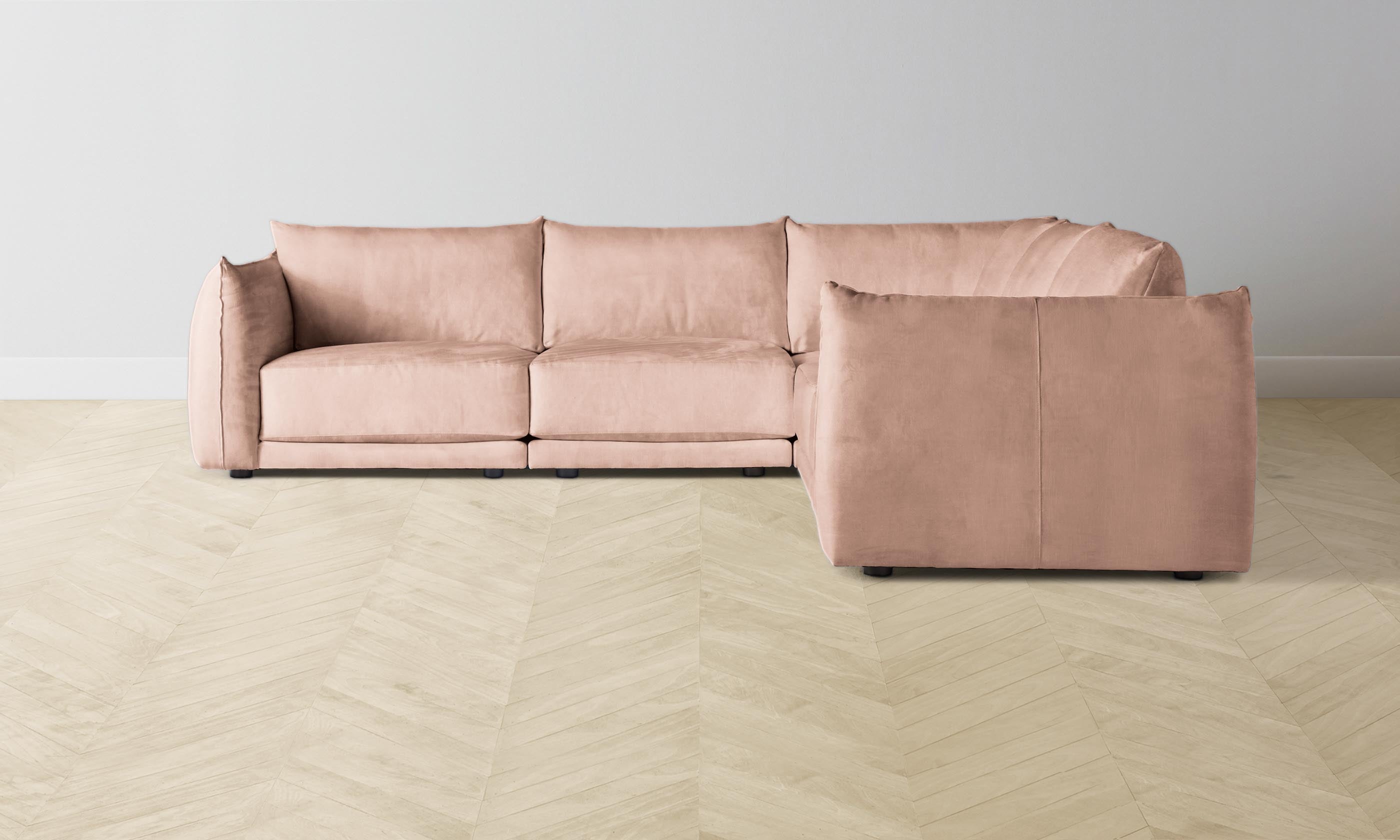 Jones Modular Sectional Sofa - Performance Velvet Dusty Rose Pink | Modern Living Room Furniture for Small Spaces & Apartments | Comfortable L-Shaped Couch for Family Gatherings & Movie Nights