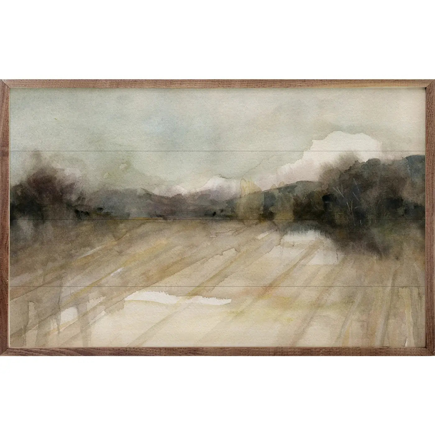 Abstract Field Wood Framed Print - Modern Nature Wall Art Decor for Living Room, Bedroom & Office - Ready to Hang Canvas Painting