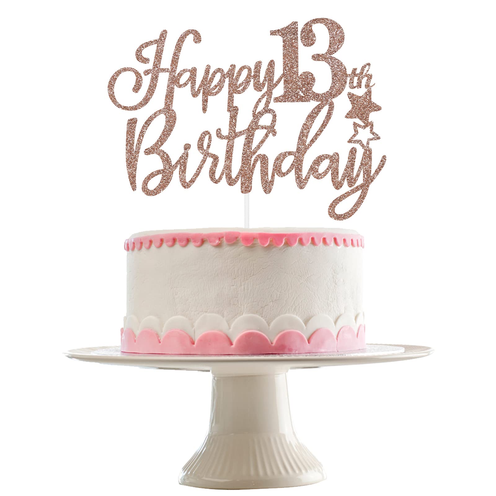 13th Birthday Cake Topper for Girls - Rose Gold Double-Sided Glitter Cake Decorations | Perfect for 13th Birthday Parties, Sweet 16 Celebrations & Special Occasions