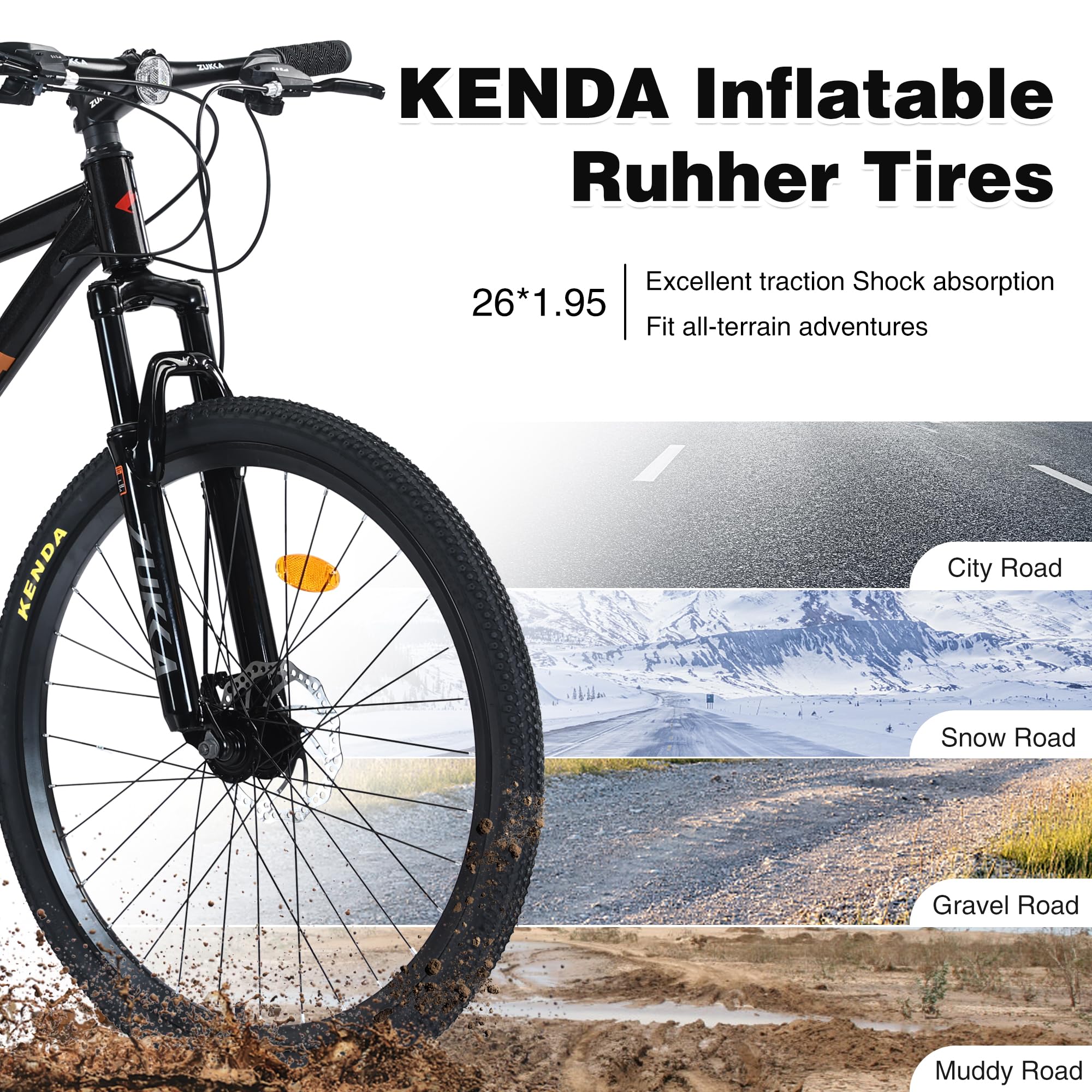 26 Inch Mountain Bike for Adults - 24 Speed Suspension Bicycle with Lightweight Aluminum Frame & Dual Disc Brakes - Hybrid Road & Trail Bike for Men & Women - Perfect for Commuting, Off-Road Adventures & City Riding (Multiple Colors Available)