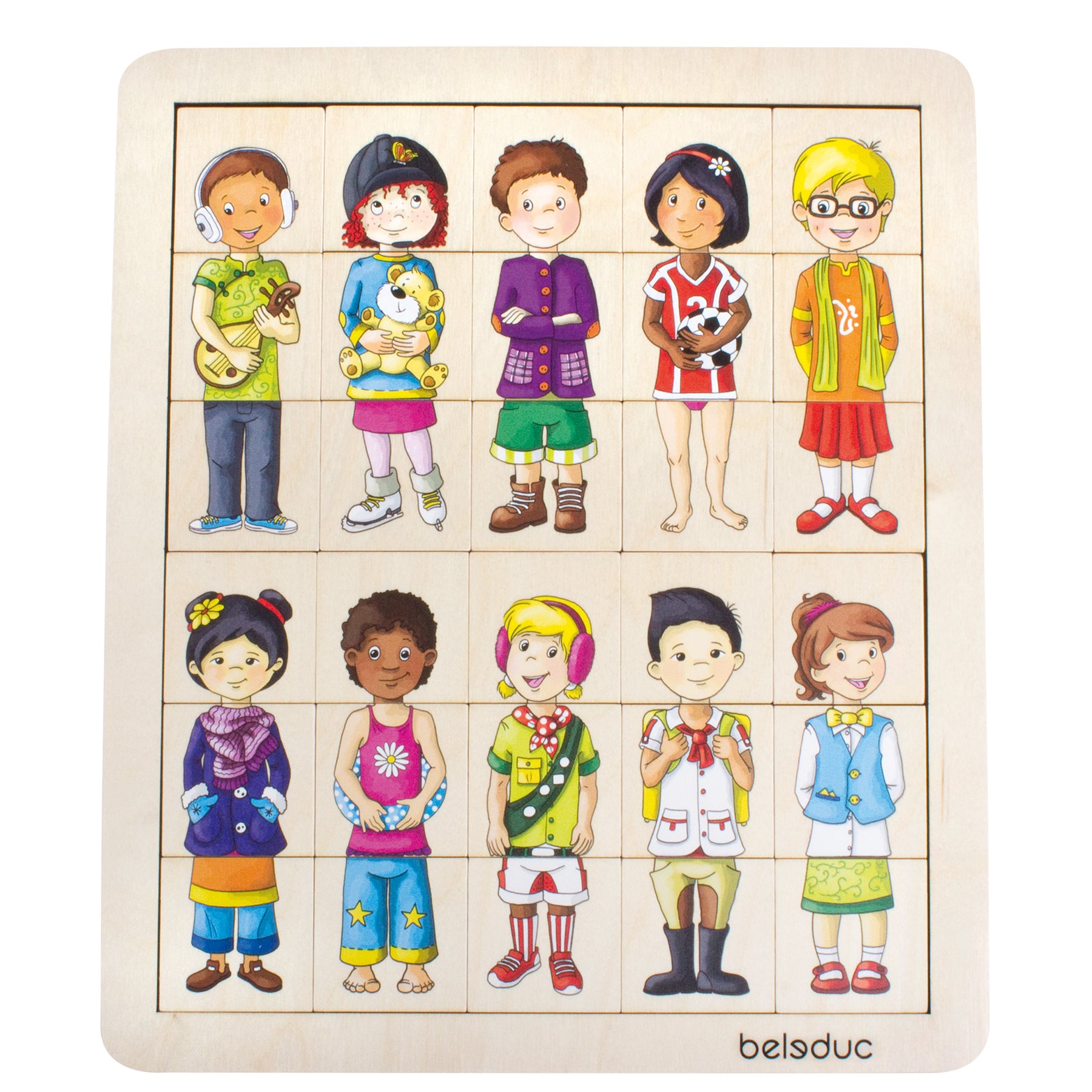 Beleduc Match & Mix Cultural Kids Wooden Puzzle - 30 Piece Educational Toy for Children | Perfect for Learning World Cultures & Developing Fine Motor Skills at Home or School