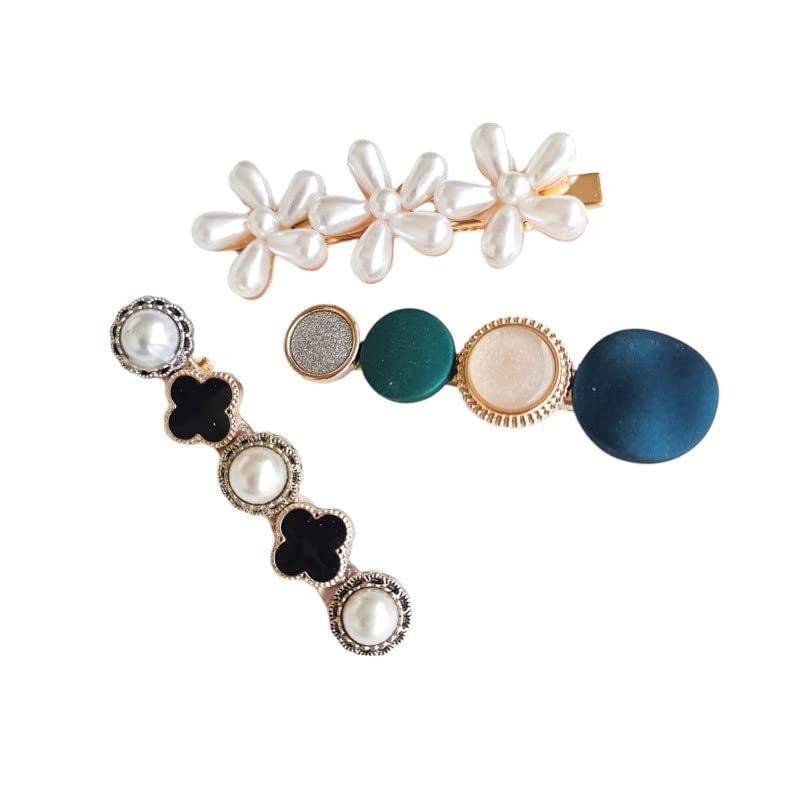 Korean Style Pearl Barrettes Hair Clips - Marble Alligator Bobby Pins & Duckbill Hair Accessories for Women (10-Pack) - Perfect for Weddings, Parties & Everyday Elegant Styling