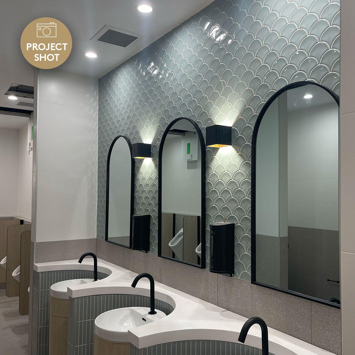 Marina Sky Blue Fish Scale Gloss Mosaic Tile - Premium Ceramic Wall & Floor Tiles for Bathroom, Kitchen Backsplash, and Pool Decor