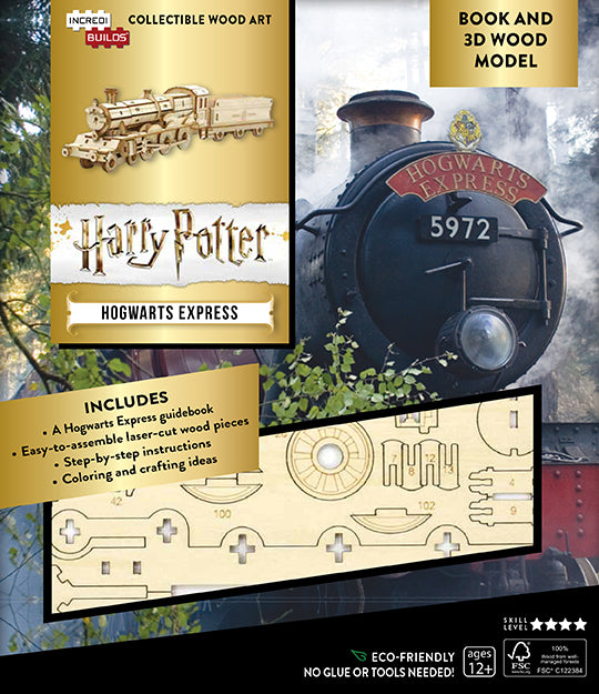IncrediBuilds Harry Potter Hogwarts Express Book & 3D Wood Model Kit - DIY Craft for Kids & Adults, Perfect for Harry Potter Fans, Home Decor & Gift Idea