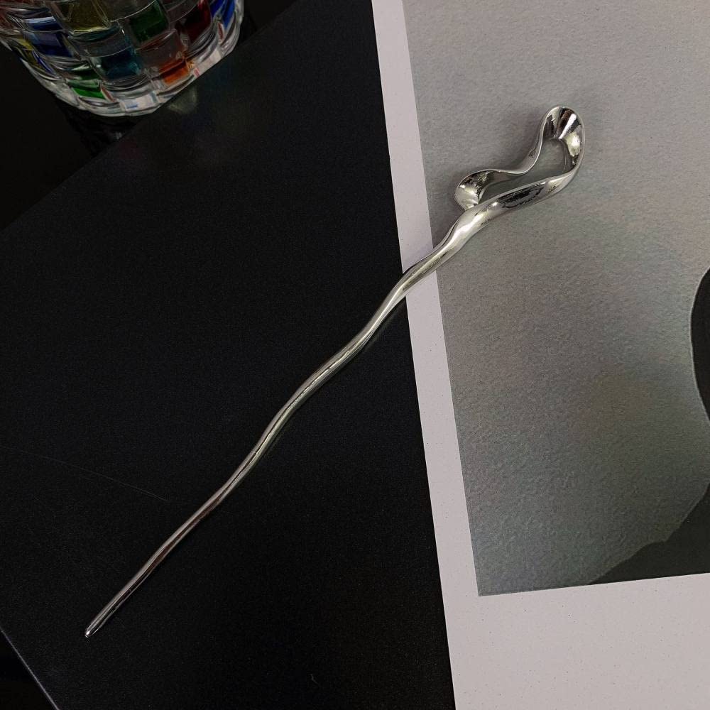 Fashionable Irregular Geometric Hair Sticks - Silver Metal Hair Chopsticks for Women | Chinese Style Hair Pins for Buns & Updos | Perfect for Weddings, Parties & Everyday Elegant Hairstyles
