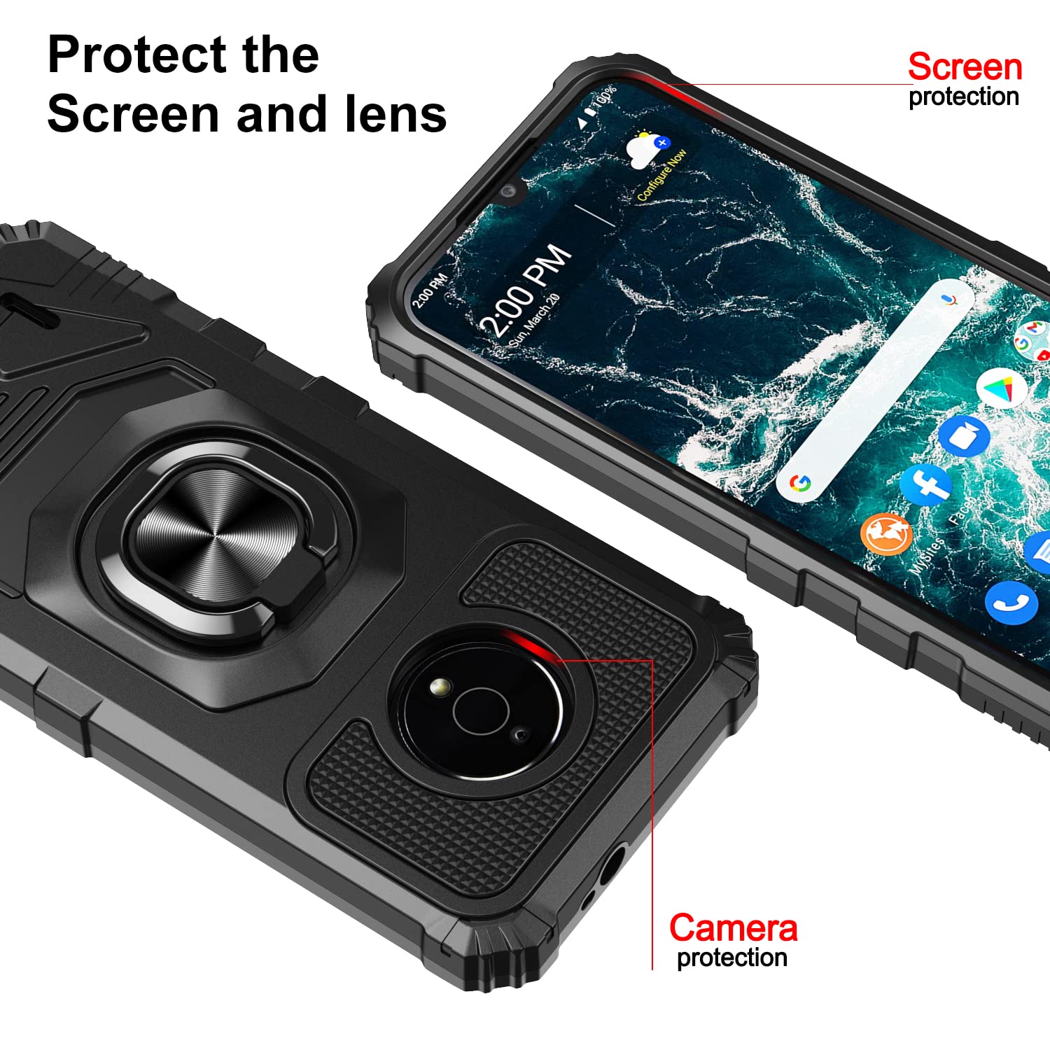 ExtremeCases for Nokia C200 (N151DL) - Shockproof Hybrid Phone Case with Magnetic Ring Stand, Tempered Glass Screen Protector, Stylus Pen & Pry Tool (Black) | Perfect for Outdoor Adventures, Work & Daily Protection