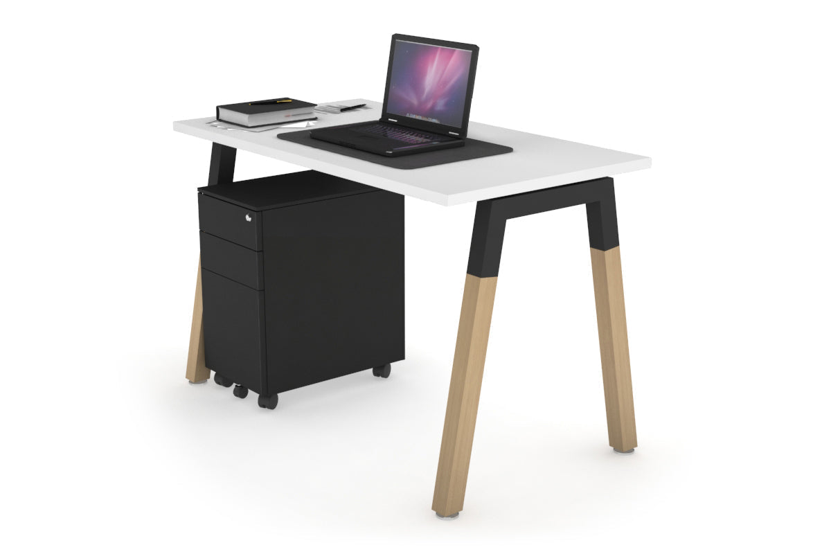 Solid Wood Quadro A Legs Office Desk with Cross Beam - 1000L x 600W - Sturdy Workstation for Home Office, Study Room & Modern Workspace