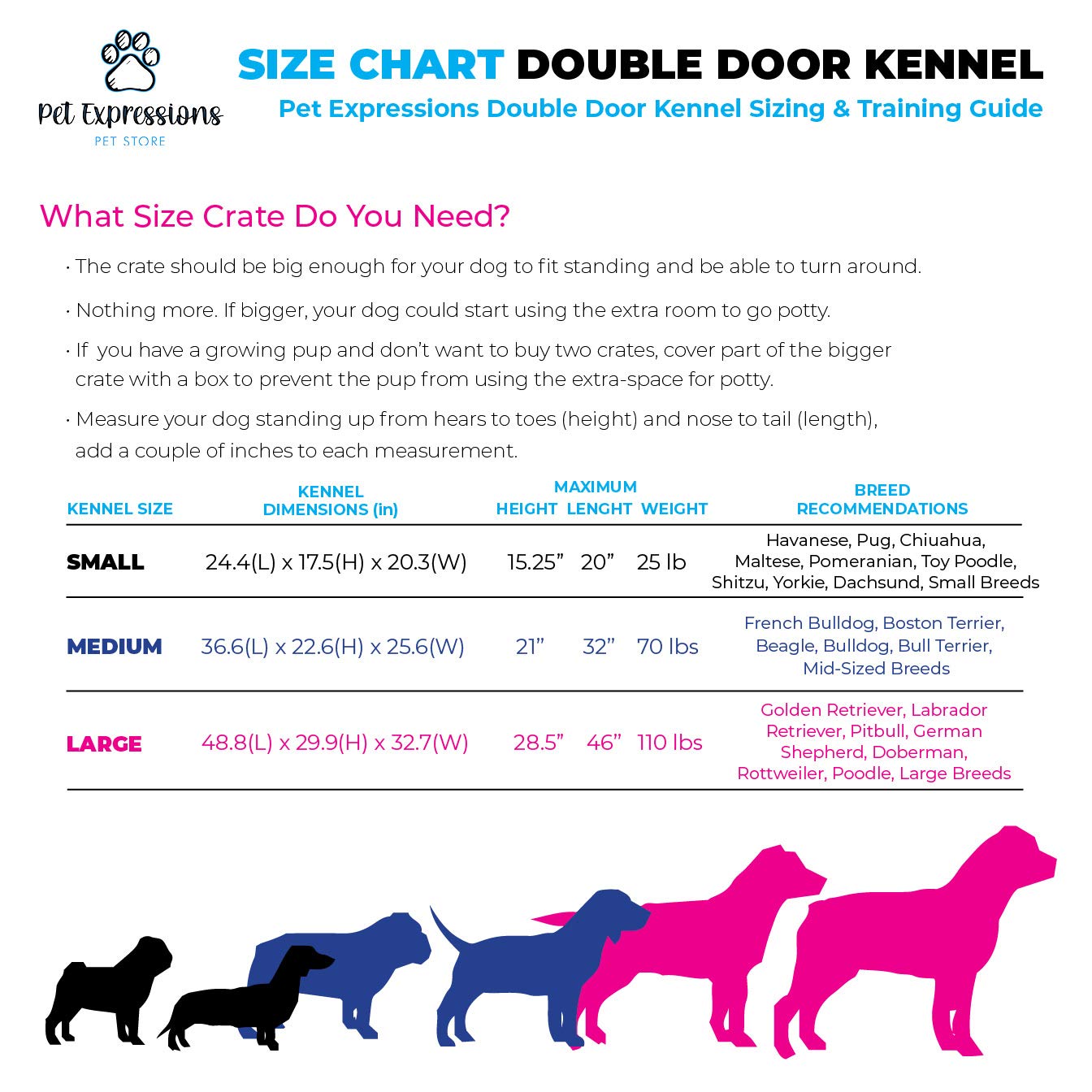 Premium 36-Inch Foldable Dog Crate with 2 Doors - PET Expressions Luxury Pet Carrier in 3 Colors | Includes Free Training Ebook & Calming Music | Perfect for Home, Travel & Vet Visits
