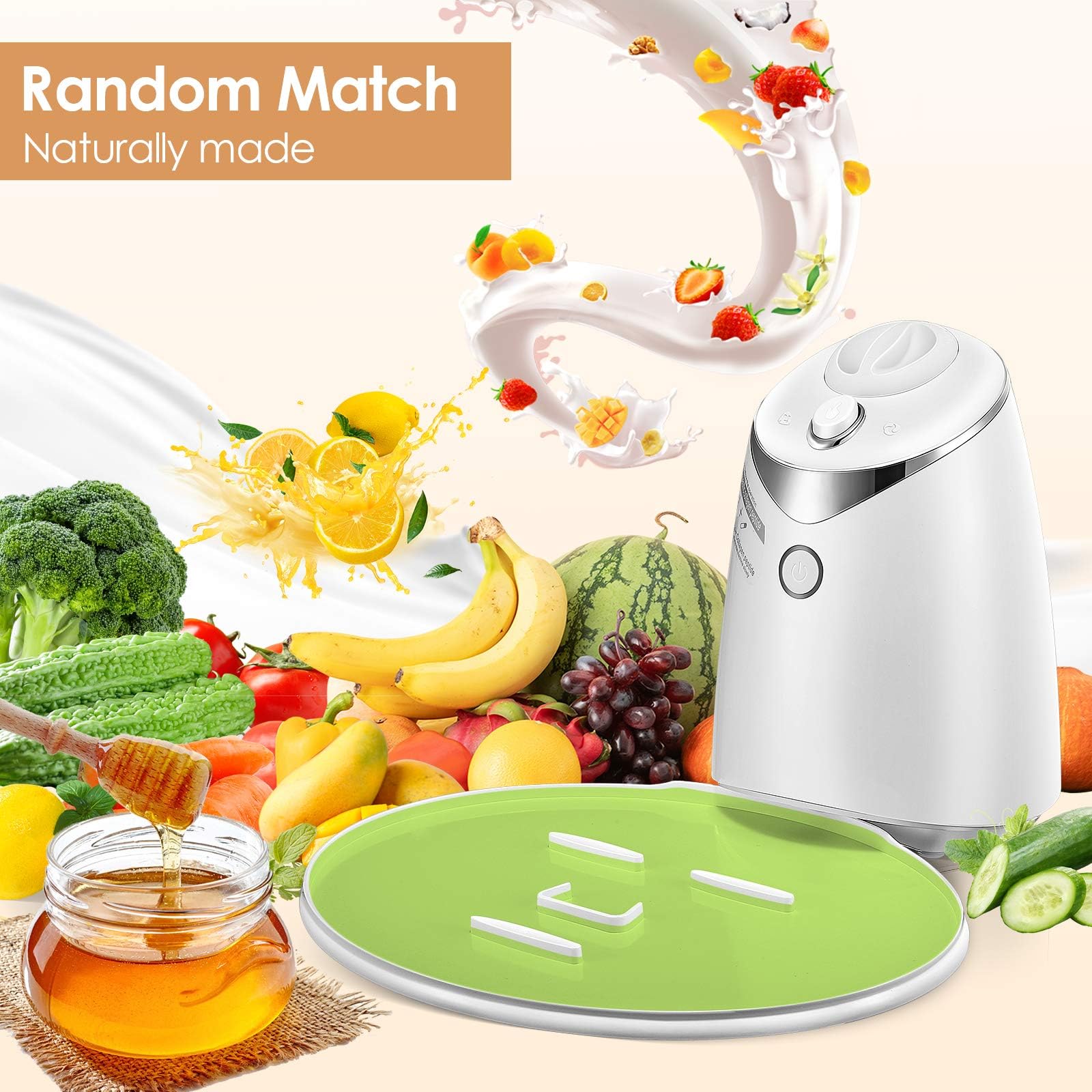 Smart Automatic Face Mask Maker Machine with 30 Collagen Pads - DIY Natural Fruit & Vegetable Facial Mask Maker with Voice Control & Auto Clean - 5 Minute Spa Skin Care Device for Home & Professional Use - Perfect for Relaxation, Beauty Salons & Personal Skincare Routines