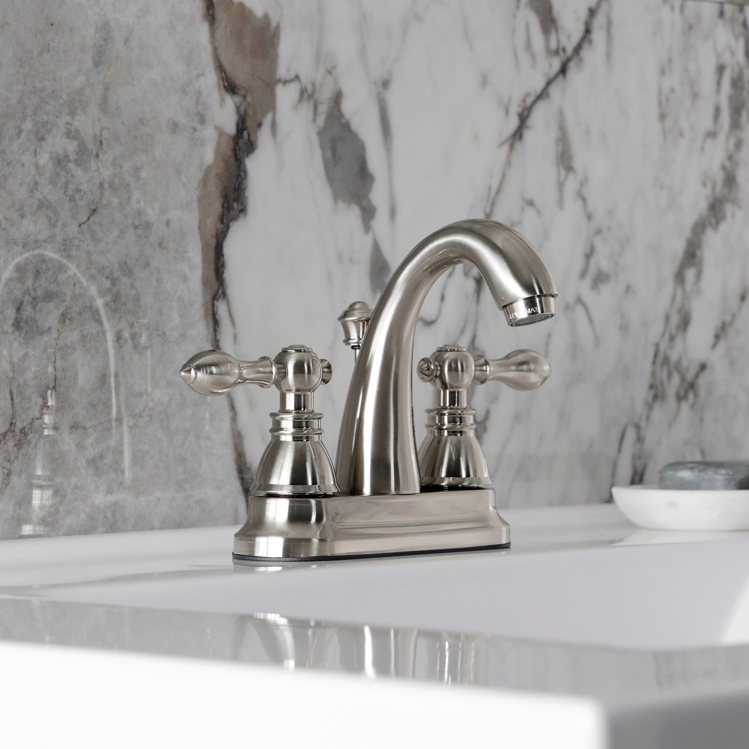 American Classic FSY5618ACL Double Handle 3-Hole Deck Mount 4-Inch Centerset Bathroom Faucet with Pop-Up Drain, Brushed Nickel - Perfect for Bathroom Sink Vanity and Powder Room Upgrades