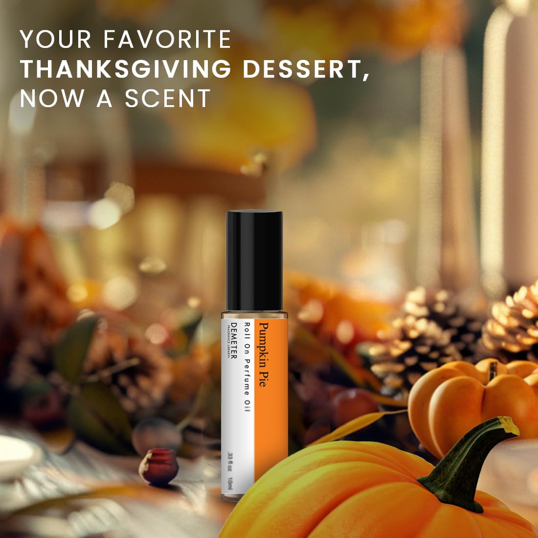 DEMETER Pumpkin Pie Roll-On Perfume Oil - 0.33 Oz Long-Lasting Fragrance for Women & Men | Perfect for Fall, Holidays & Cozy Evenings
