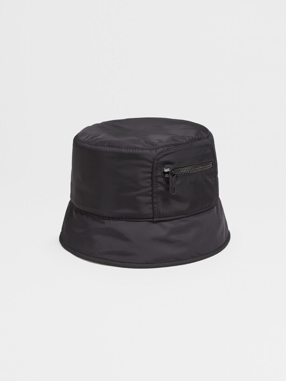 ZEGNA Nylon Bucket Hat with Zip Pocket for Men - Stylish Black Sun Hat for Outdoor Activities, Travel & Beach