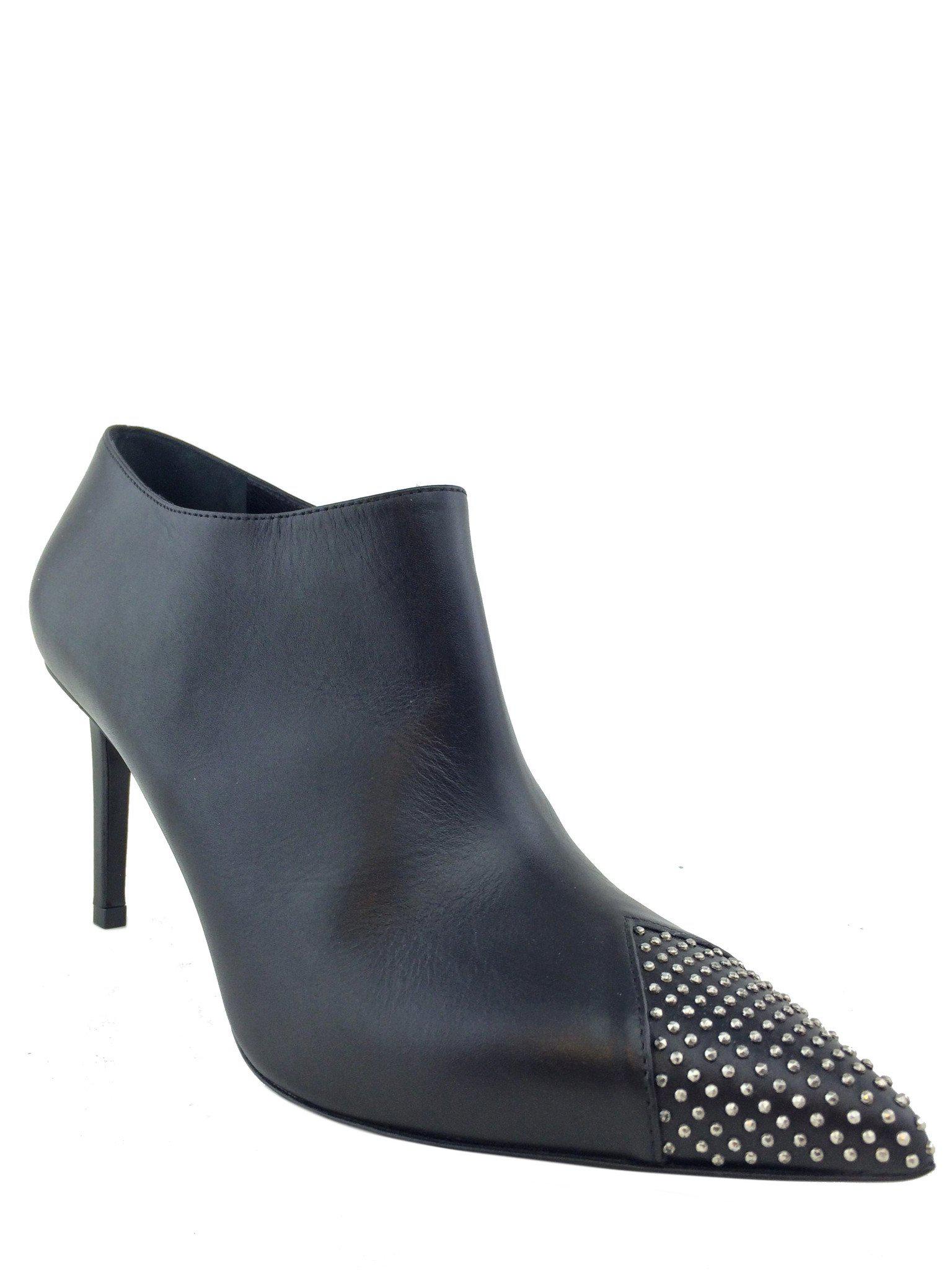 Saint Laurent Studded Pointed Toe Ankle Boots Women's Size 10 Black Leather - Perfect for Night Out, Party & Evening Events