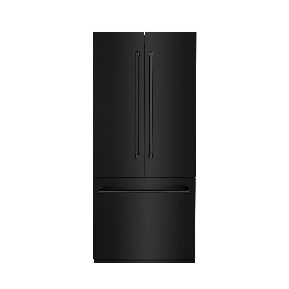 ZLINE 36 Inch French Door Built-In Bottom Freezer Refrigerator - 19.6 cu ft Capacity, Black Stainless Steel, Water Dispenser & Ice Maker - Perfect for Modern Kitchens & Open Concept Homes (RBIV BS 36)