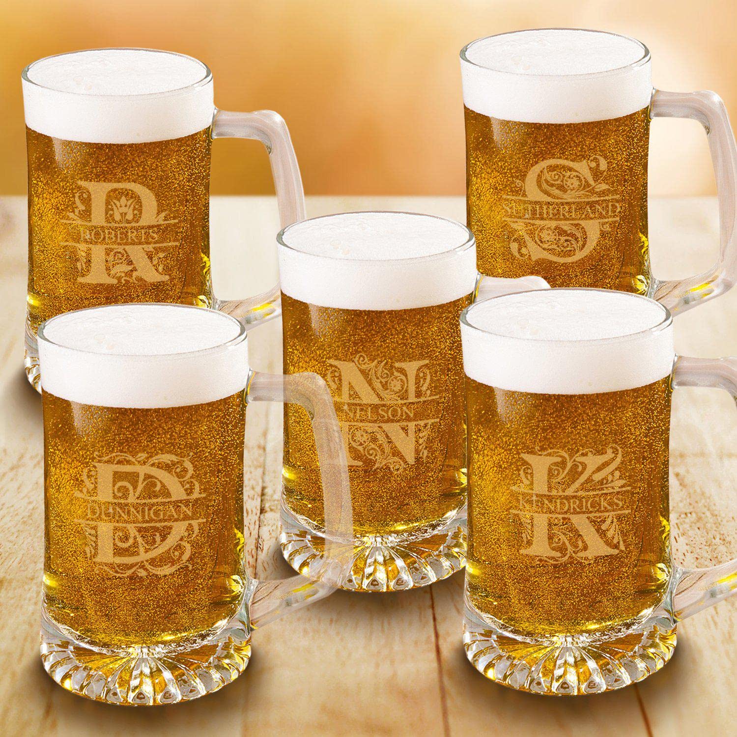 Personalized Groomsmen Gifts Set of 5 - 25oz Engraved Beer Mugs for Wedding Party - Unique Best Man & Groomsmen Proposal Gift Ideas - Perfect for Bachelor Parties, Weddings & Anniversary Celebrations