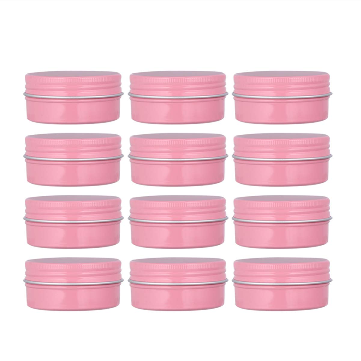 Exceart 12-Piece Cosmetic Sample Jars Set - Travel-Friendly Round Tins with Lids for Creams, Balms & Diffuser Oils | Mini Pink Empty Containers for DIY, Skincare & Cookie Storage | Perfect for Home, Salon & On-the-Go Use