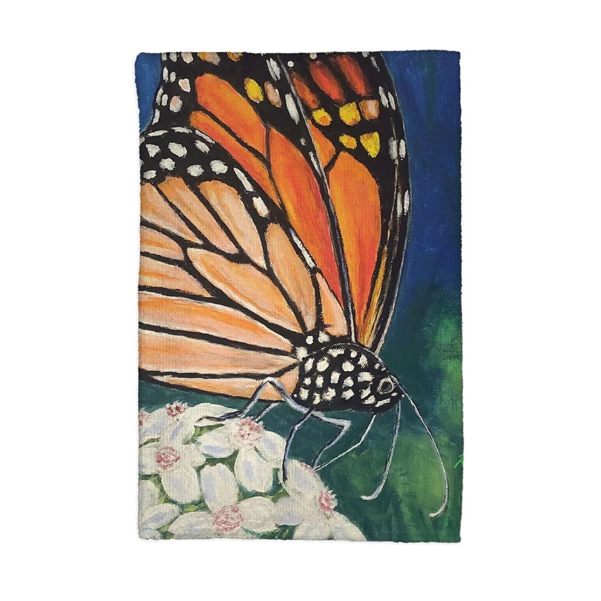 16 x 25 Inch Monarch Butterfly & Floral Pattern Cotton Kitchen Towels - Absorbent & Decorative for Cooking, Baking & Home Decor