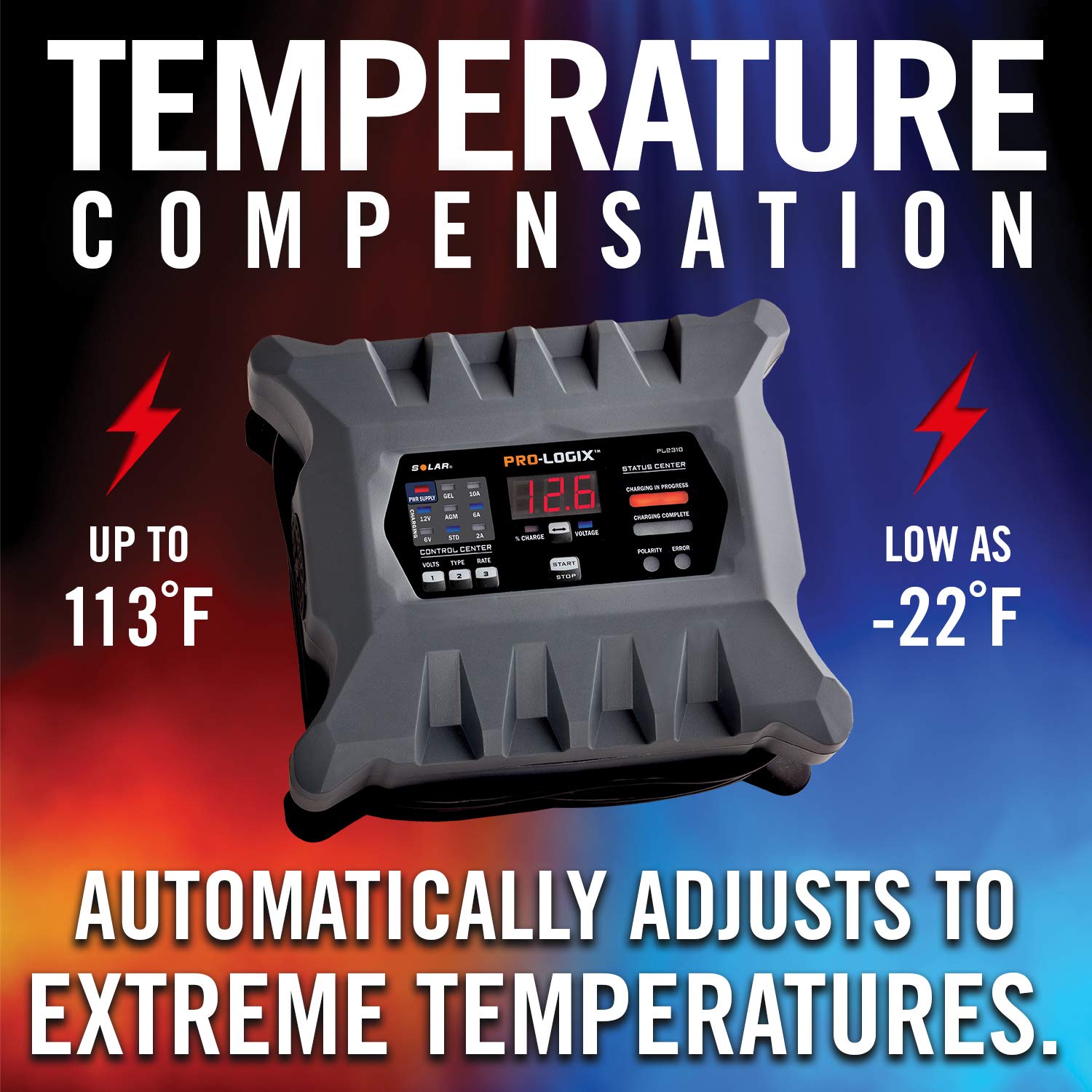 Clore Automotive PL2310 10-Amp Smart Battery Charger - Automatic 6V/12V Charger & Maintainer with Temperature Compensation - Ideal for Cars, Motorcycles, Boats & Seasonal Vehicles