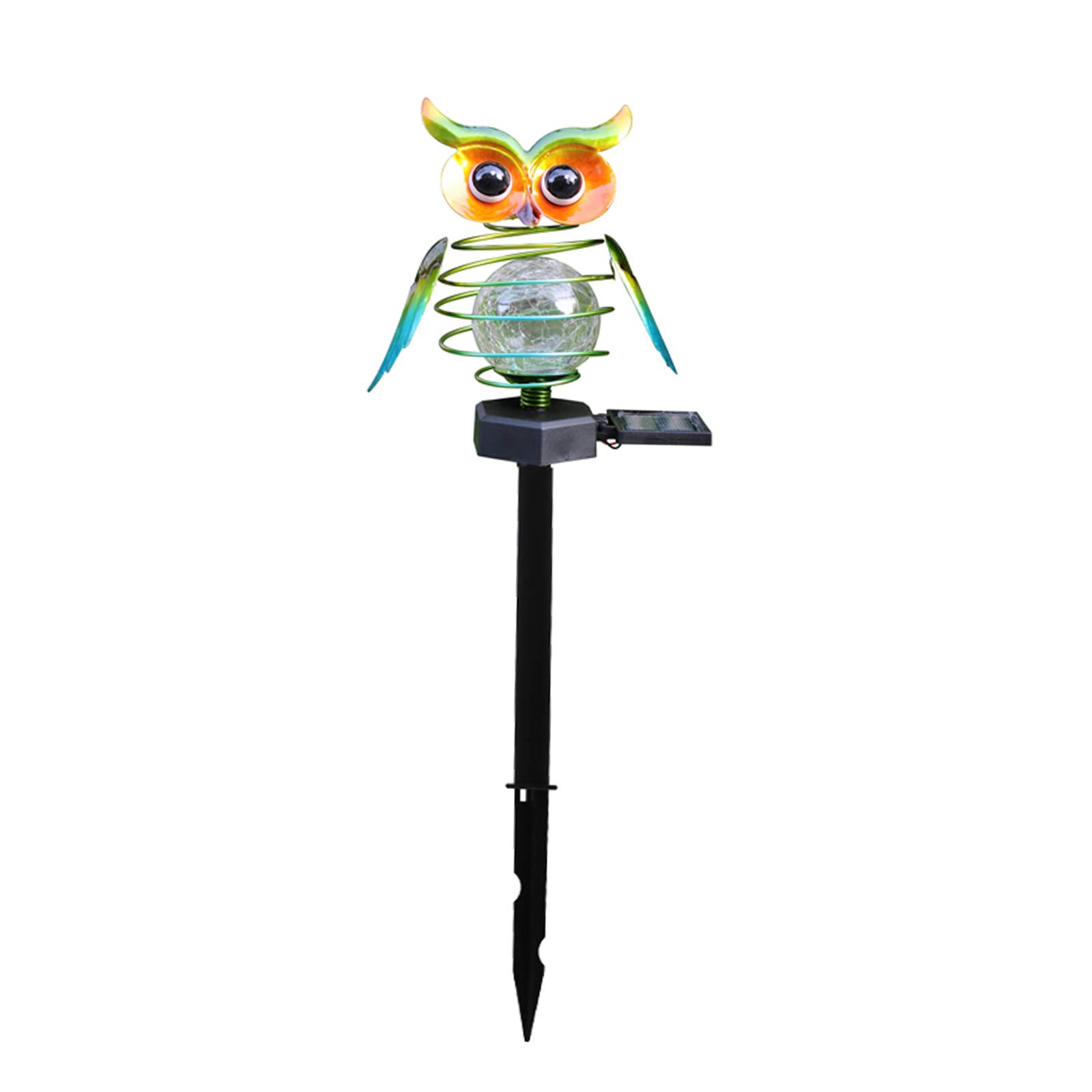 STOYRB Solar Owl LED Garden Stake Lights - Warm Crackled Glass Globe, Waterproof Landscape Lighting for Walkway, Pathway, Yard, Lawn (Blue) - Perfect for Outdoor Decoration & Nighttime Safety