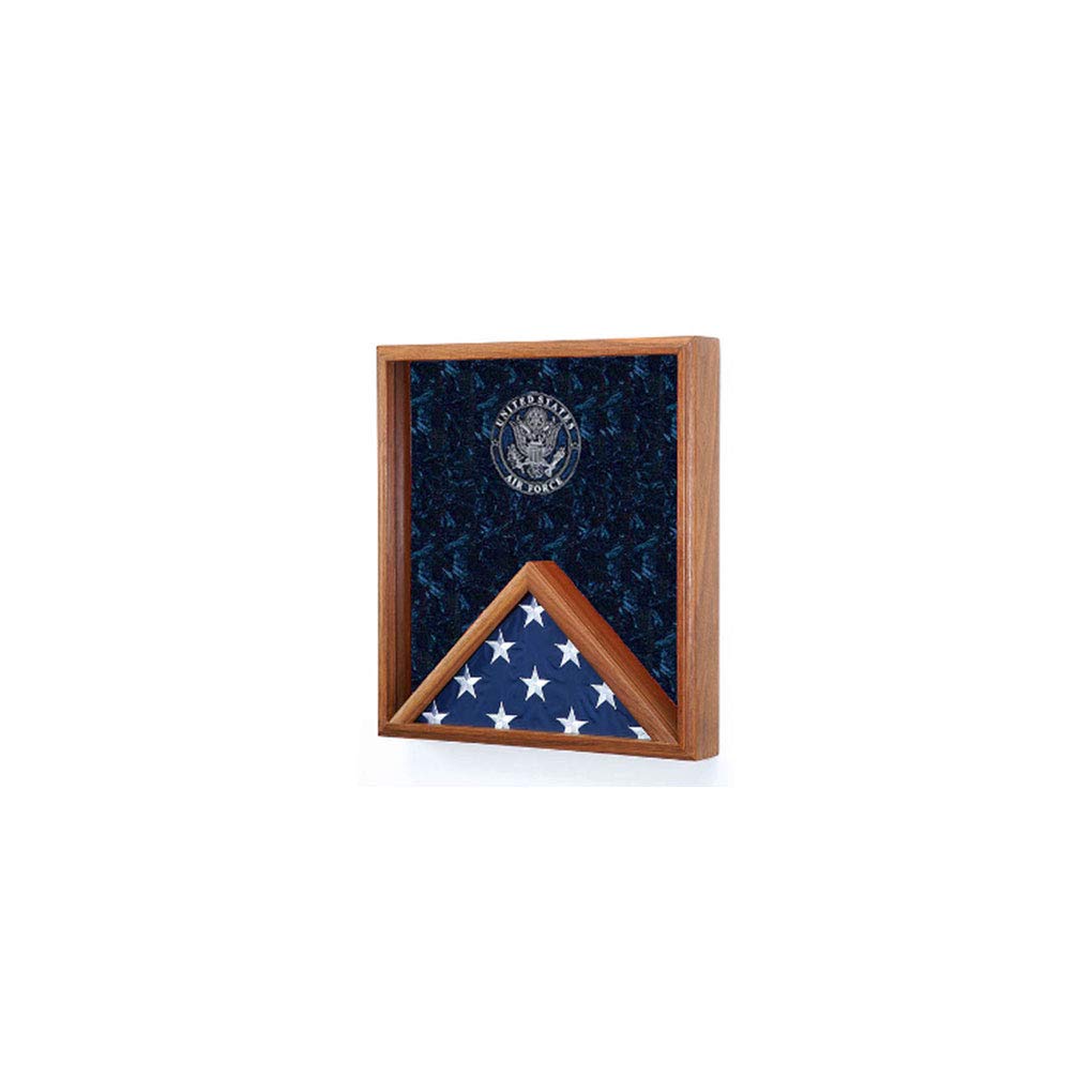 Flags Connections - Air Force Flag Display Case for 3' x 5' USAF Flags - Premium Wooden Military Shadow Box with Glass Front - Perfect for Home, Office, or Military Memorial Displays