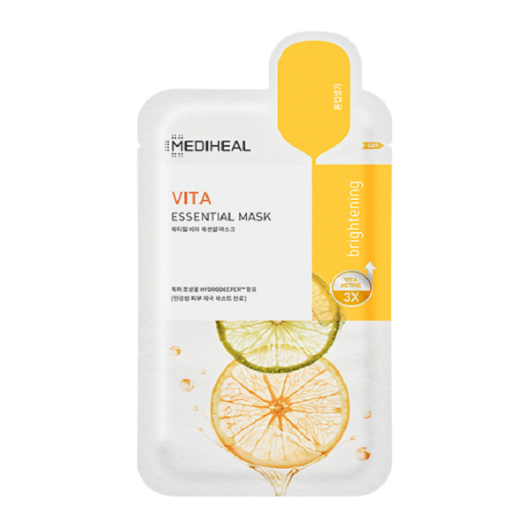 Mediheal Vita Essential Mask - Hydrating & Brightening Sheet Mask for Glowing Skin | Korean Skincare for Dry & Dull Skin | Perfect for Daily Use, Spa Days & Self-Care Routines