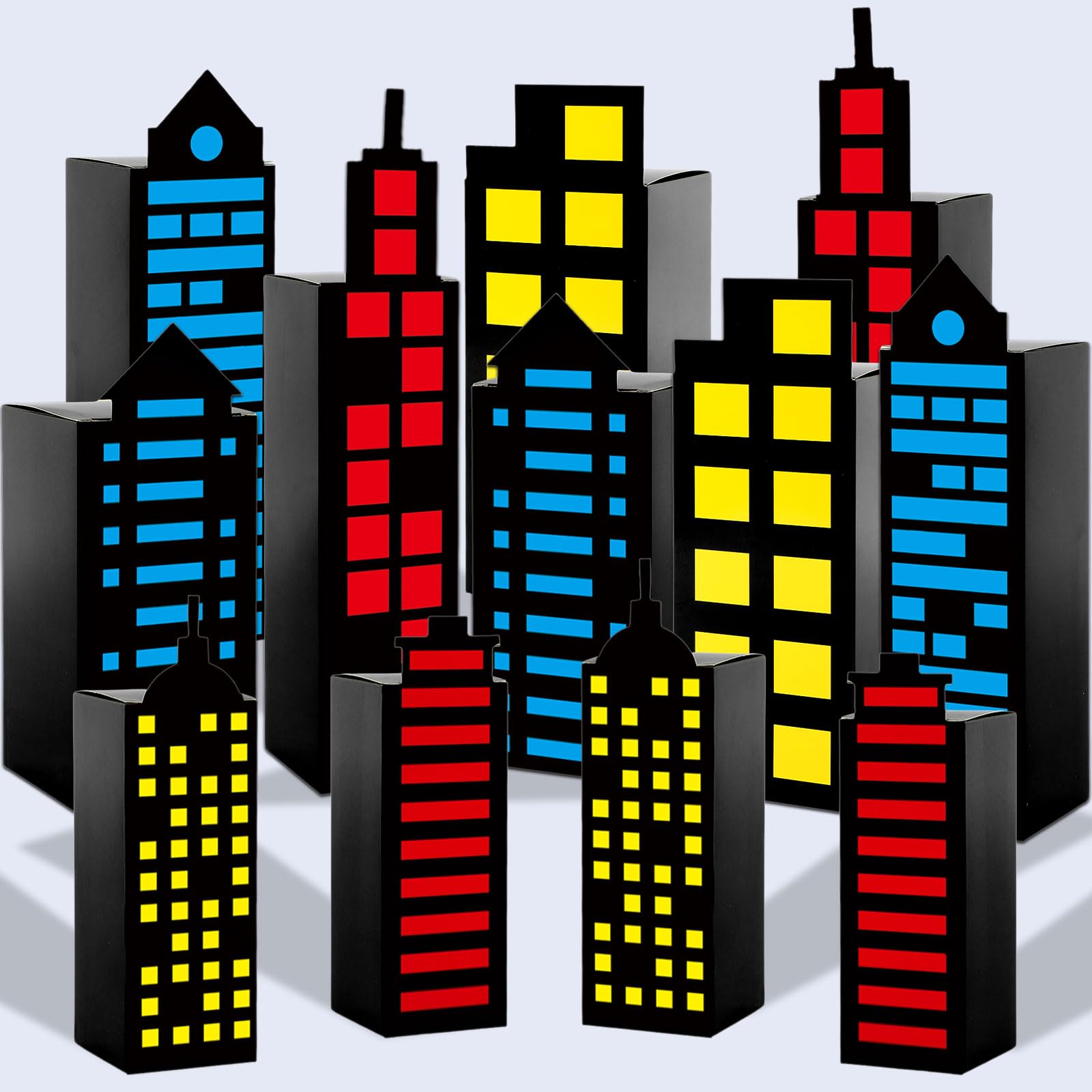 12Pcs Skyscraper City Party Favor Boxes - Superhero Themed Party Decorations with City Skyline Buildings - Candy & Treat Boxes for Boys & Girls Birthday Party Supplies - Perfect for Superhero, City-Themed Parties & Birthday Favors