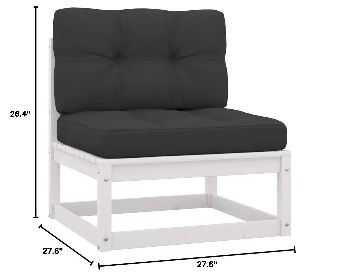 2-Piece Patio Sectional Sofa Set with Anthracite Cushions - Solid Pinewood Outdoor Furniture for Backyard, Garden & Poolside - Cozy Reading & Lounge Seating - Weather-Resistant Sectional Sofa Units