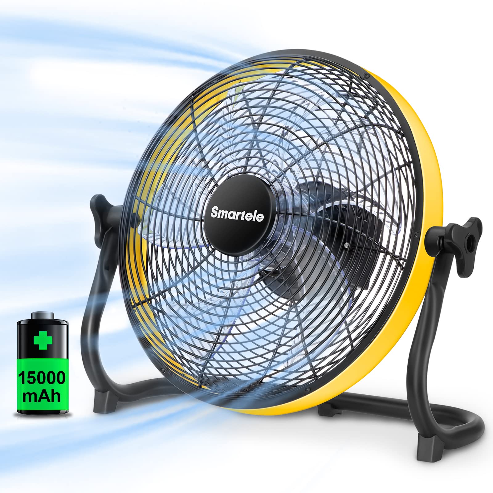 FF12 Battery Operated Floor Fan - 15000mAh Rechargeable, 30H Runtime, Fast Charging | Portable Cordless Fan for Outdoor, Camping, Patio & Indoor Use