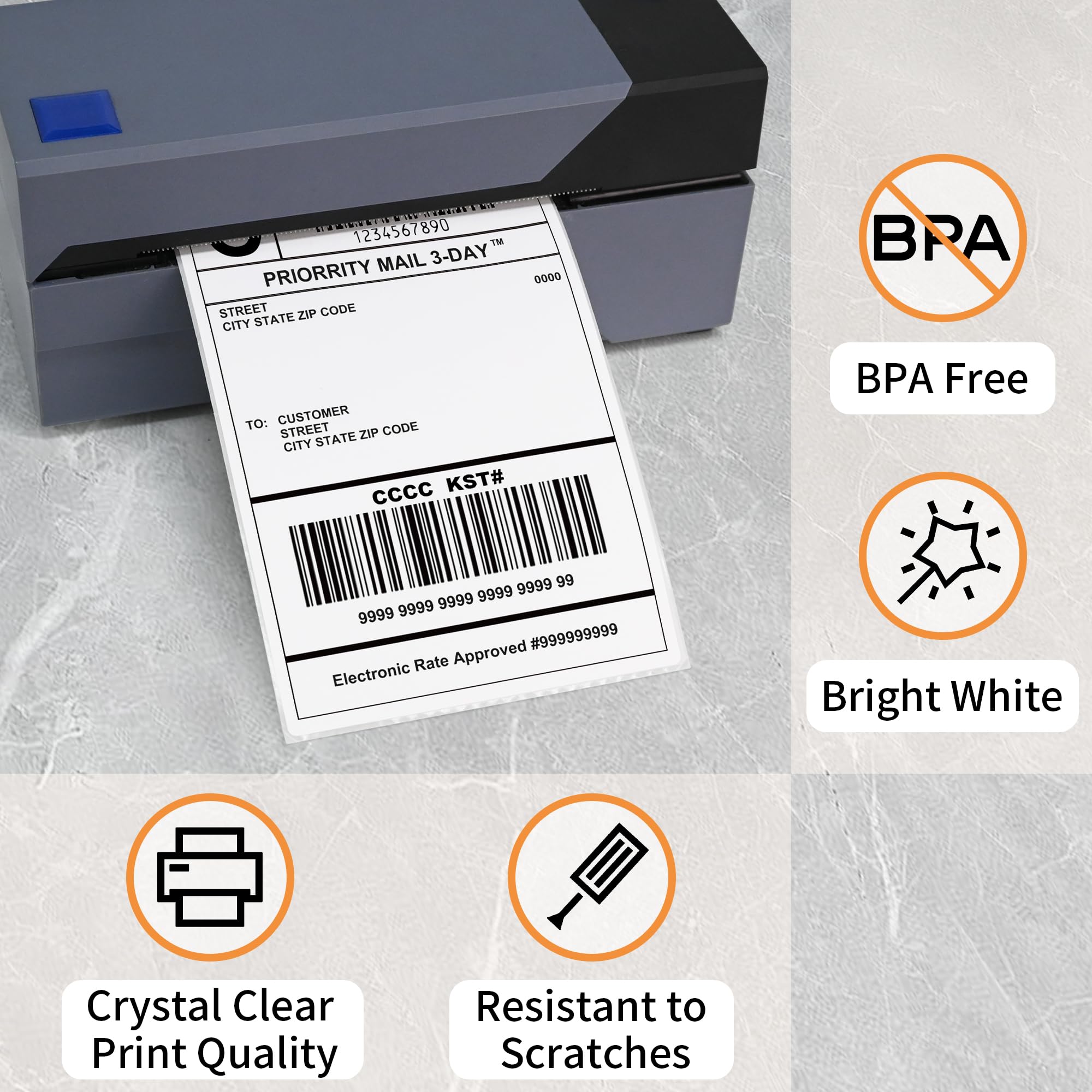 4000 Fanfold 4 x 6 Direct Thermal Shipping Labels - White Commercial Grade Thermal Printer Labels with Perforated Lines | Compatible with Zebra & Rollo Printers | Ideal for E-commerce, Warehouse & Retail Shipping
