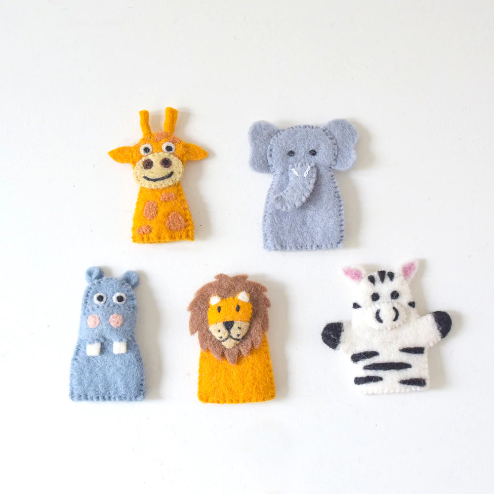 Wild Safari Animal Felt Finger Puppets Set - Lion, Elephant, Giraffe for Kids Storytelling & Early Education | Perfect for Classroom, Playtime & Interactive Learning
