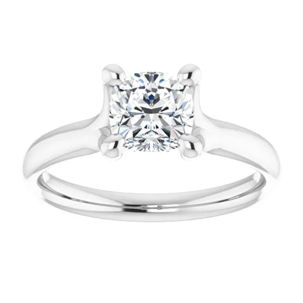 10K Solid White Gold Handmade Engagement Ring - 1.0 CT Cushion Cut Moissanite Diamond Solitaire Wedding Band for Women - Perfect for Proposals, Anniversaries & Bridal Jewelry Gifts